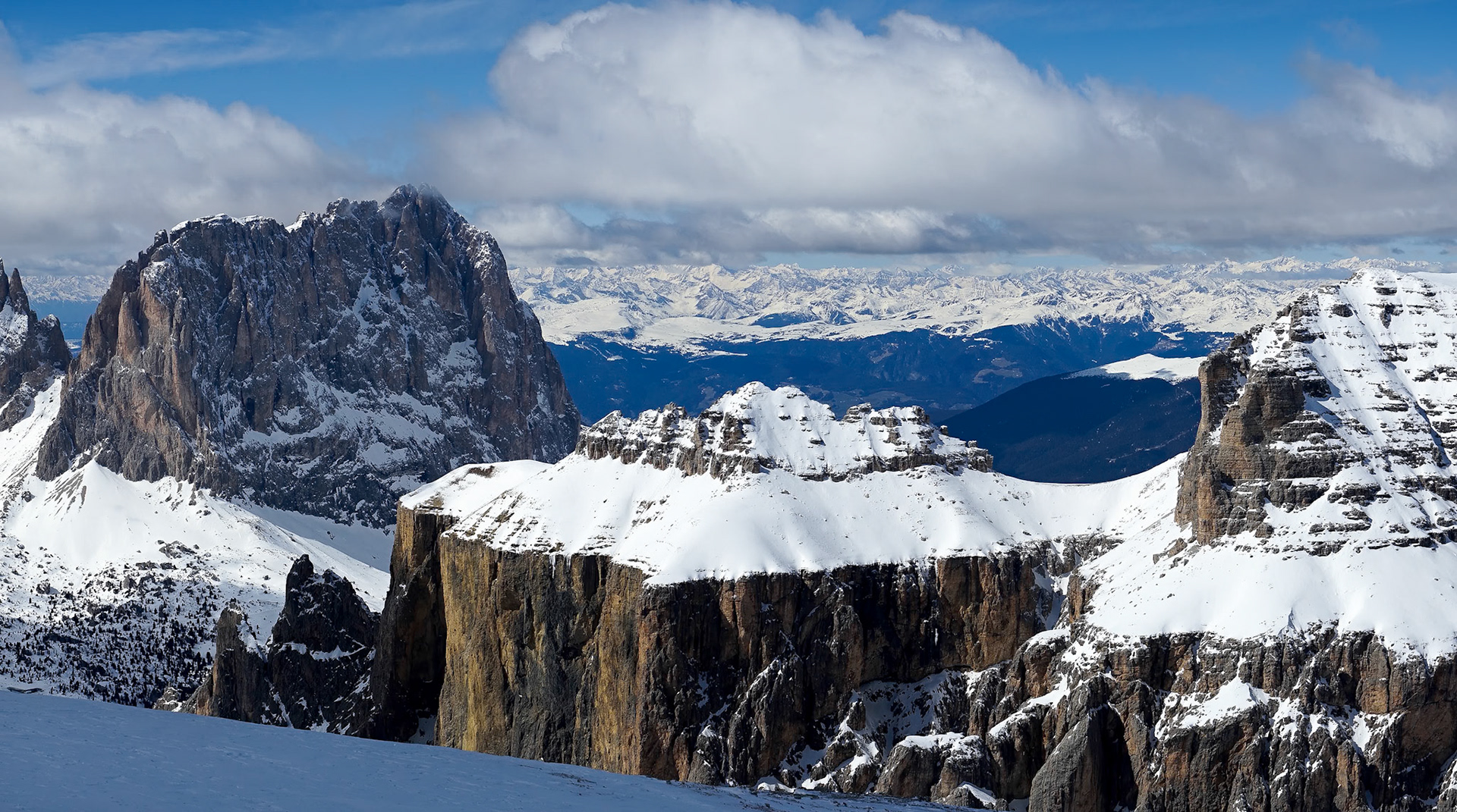 View from Sass Pordoi in the Upper Part of Val di Fassa