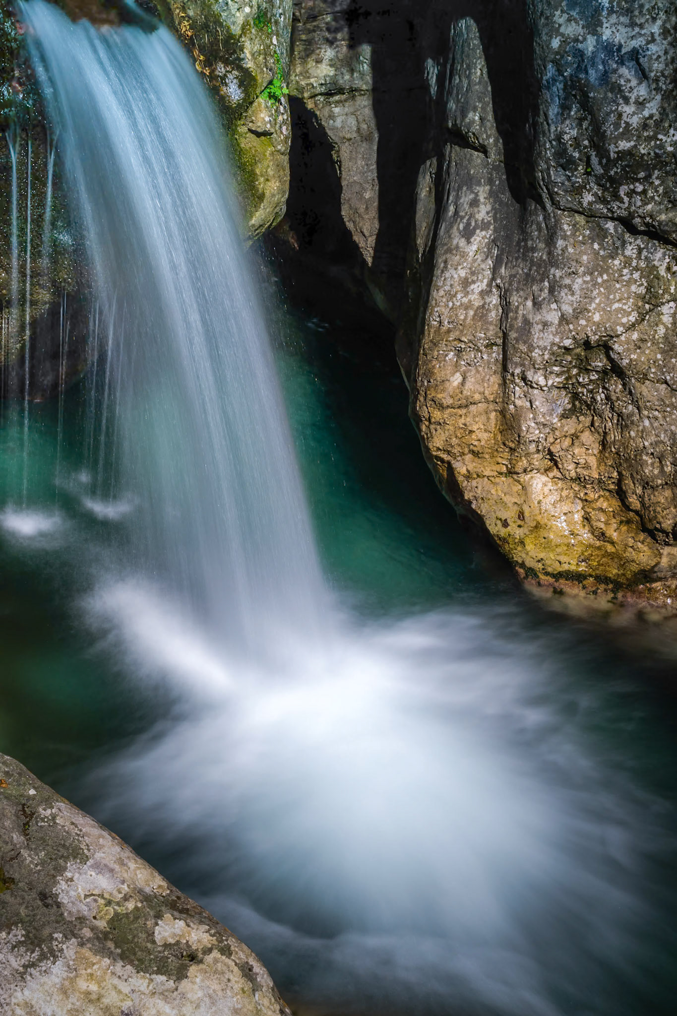 Waterfall at the Val Vertova Torrent Lombardy near Bergamo in Italy
