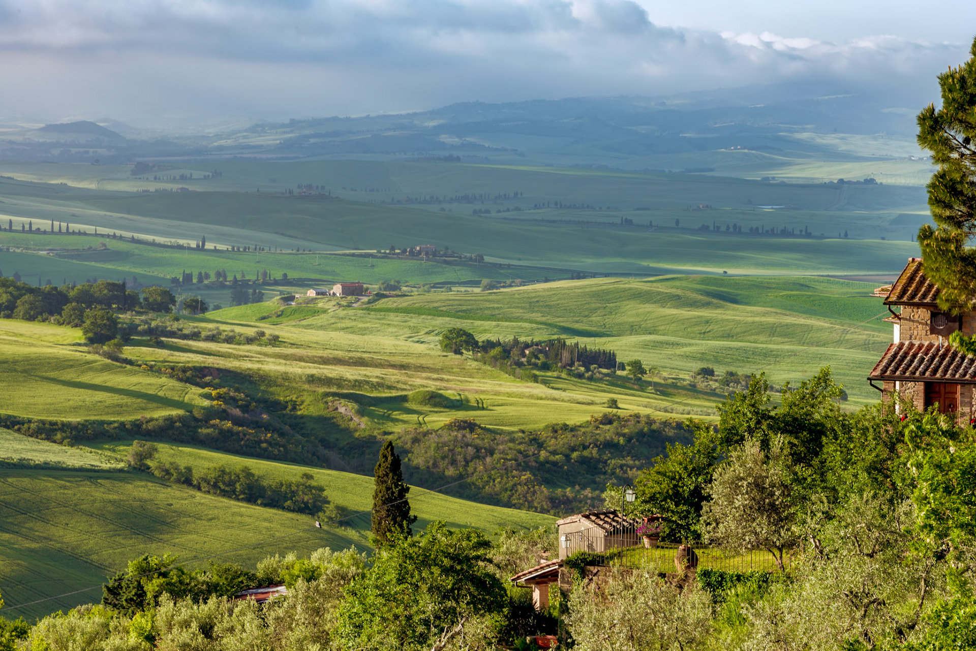 VAL D'ORCIA, TUSCANY, ITALY - MAY 18 : Incoming storm approaching  Val d'Orcia in Tuscany Italy on May 18, 2013