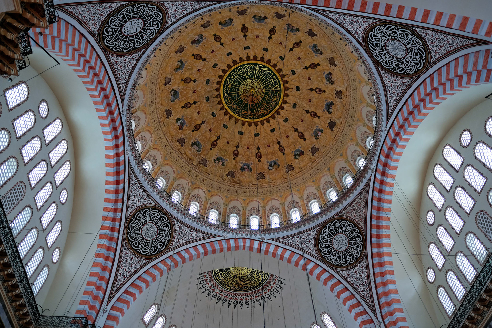 ISTANBUL, TURKEY - MAY 28 : Interior view of the Suleymaniye Mosque in Istanbul Turkey on May 28, 2018