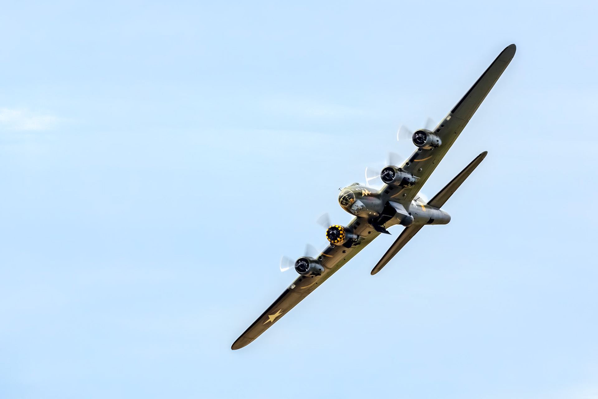 Memphis Belle Boeing B 17 Bomber Flying over Shoreham Airfield