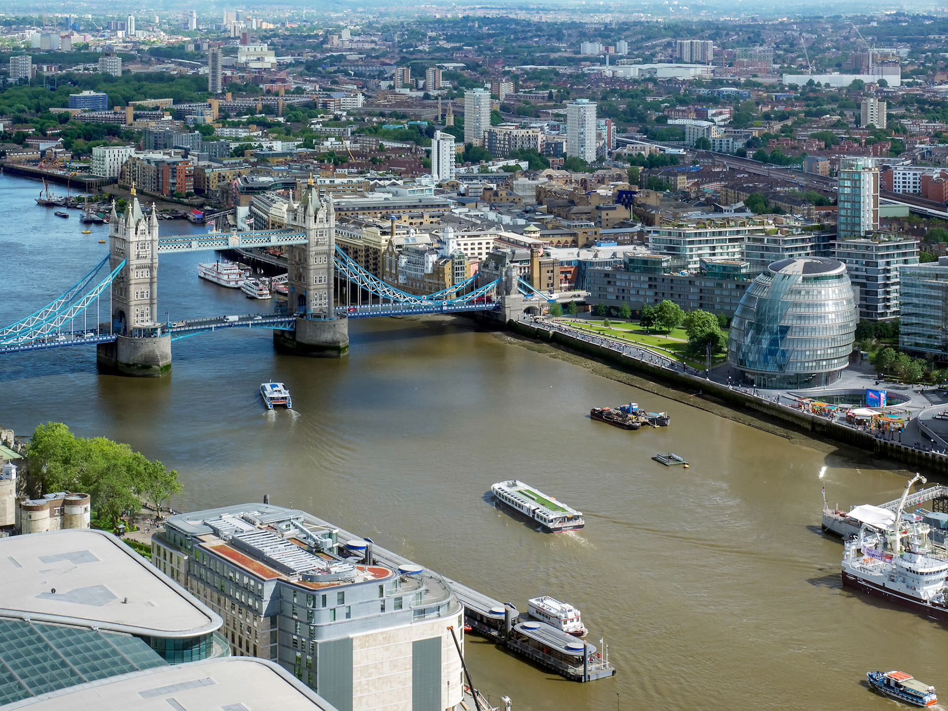 View of Tower Bridge and City Hall in London