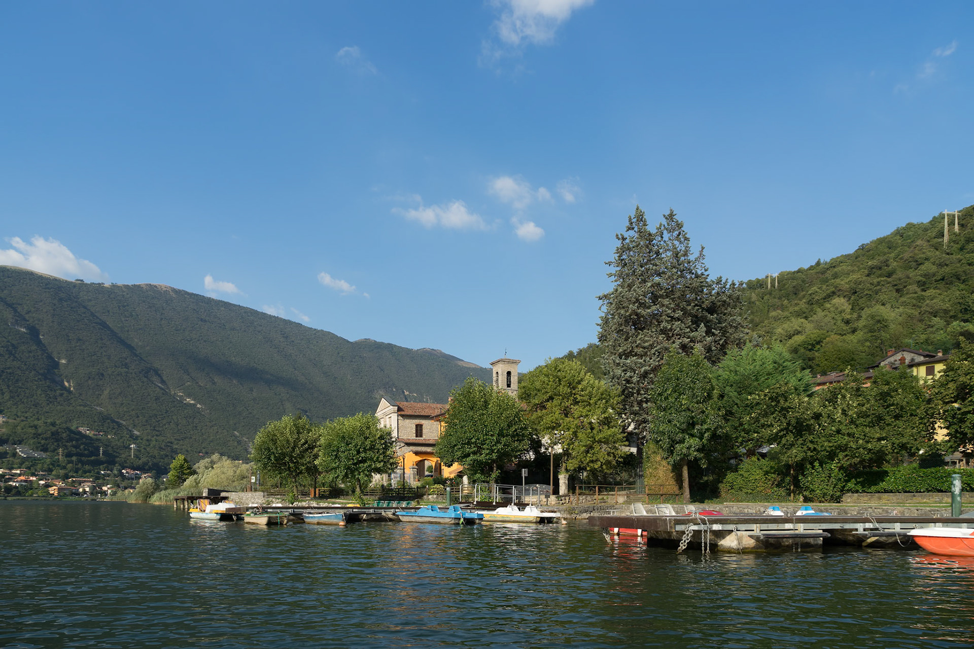 SAN FELICE, LOMBARDY/ITALY - SEPTEMBER 19 : Small village of San Felice on the Eastern side of Lake Endine in Lombardy Italy on September 19, 2015