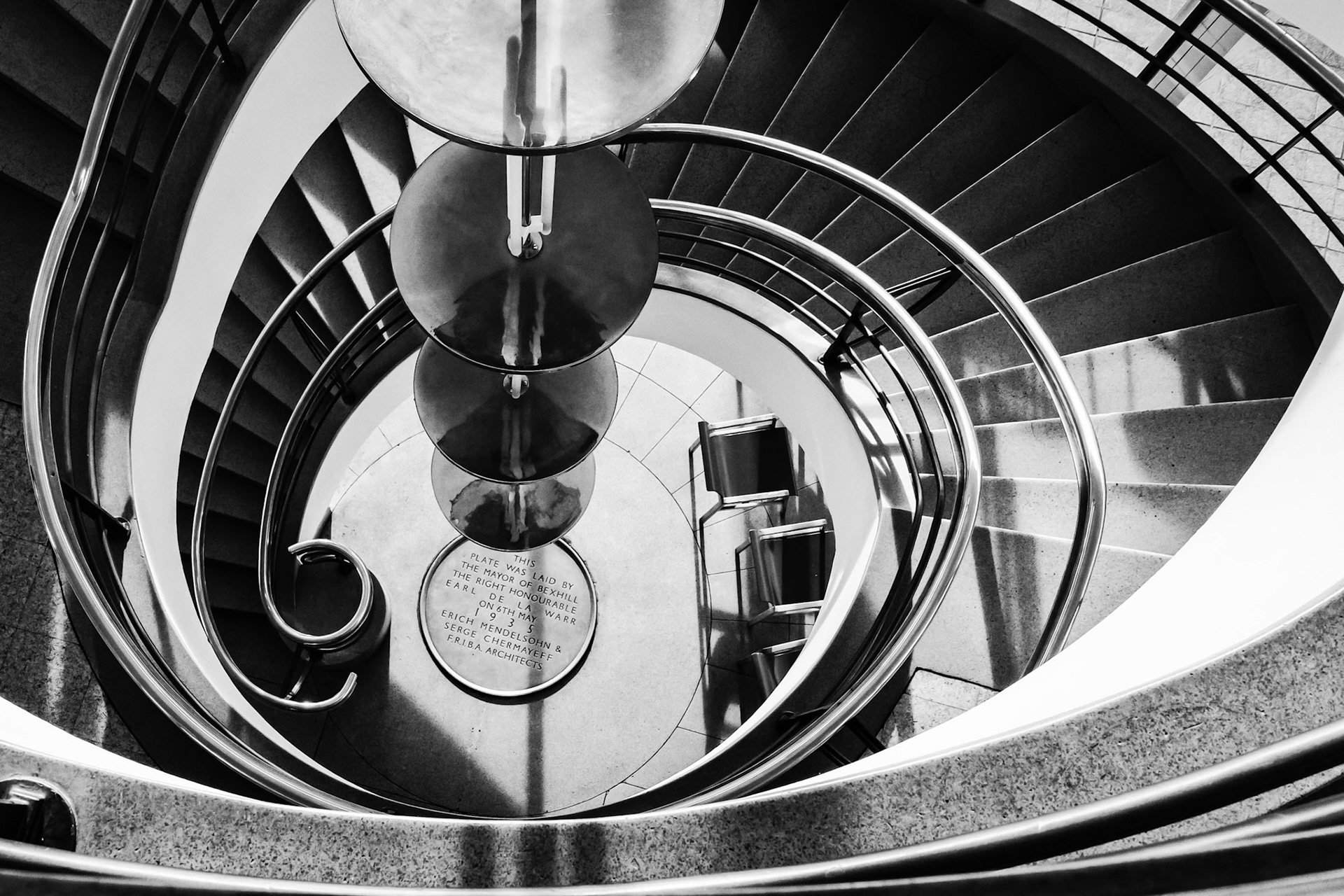 Staircase in the De La Warr Pavilion Bexhill on Sea