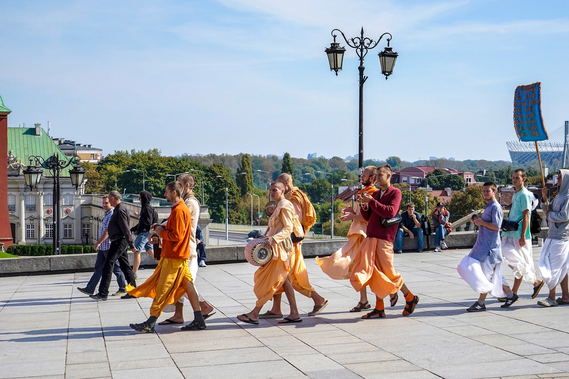 Buddhists Marching in the Old Market Square in Warsaw