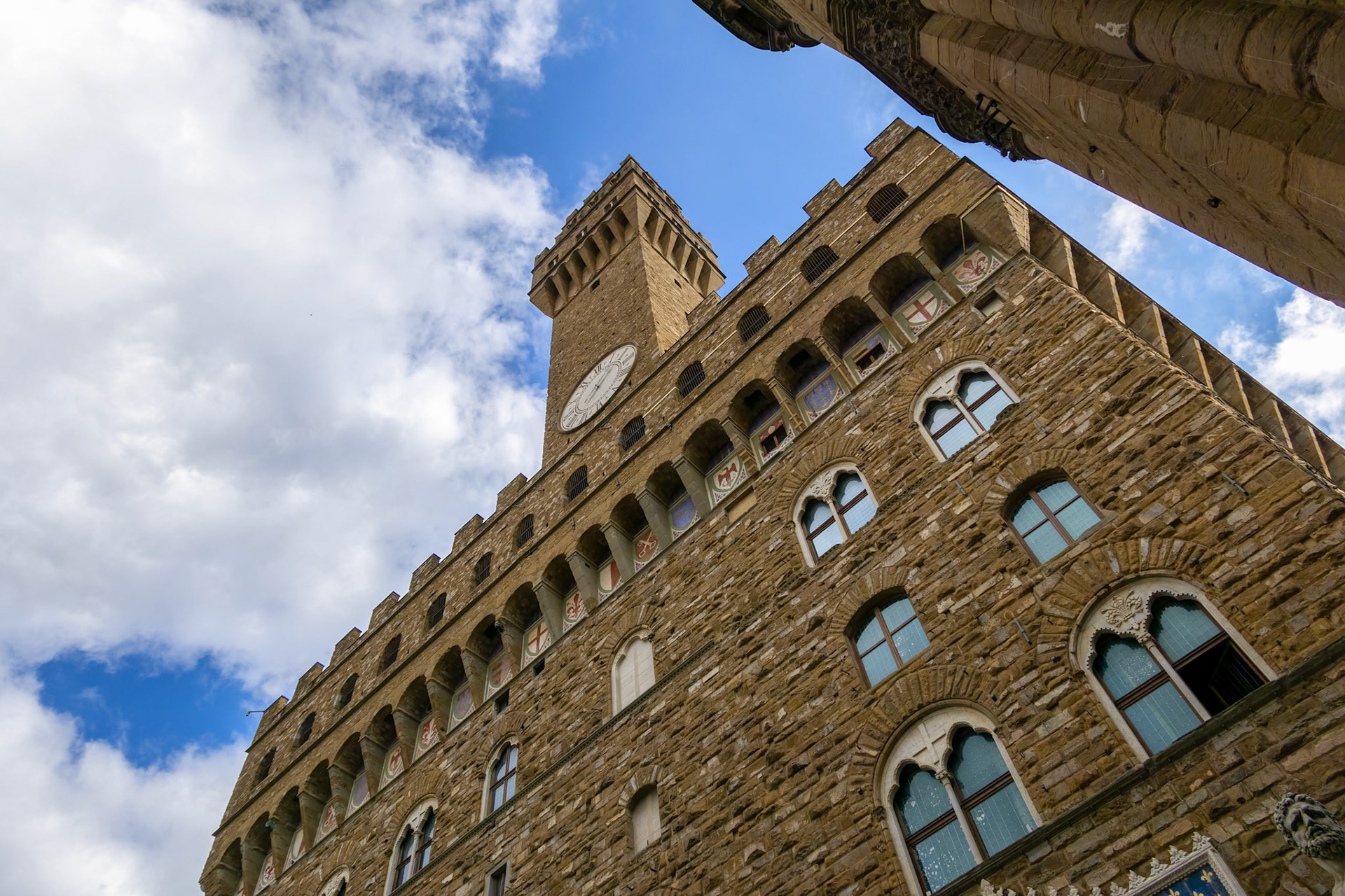 FLORENCE, TUSCANY/ITALY - OCTOBER 19 : View of Vecchio Palace  in Florence on October 19, 2019