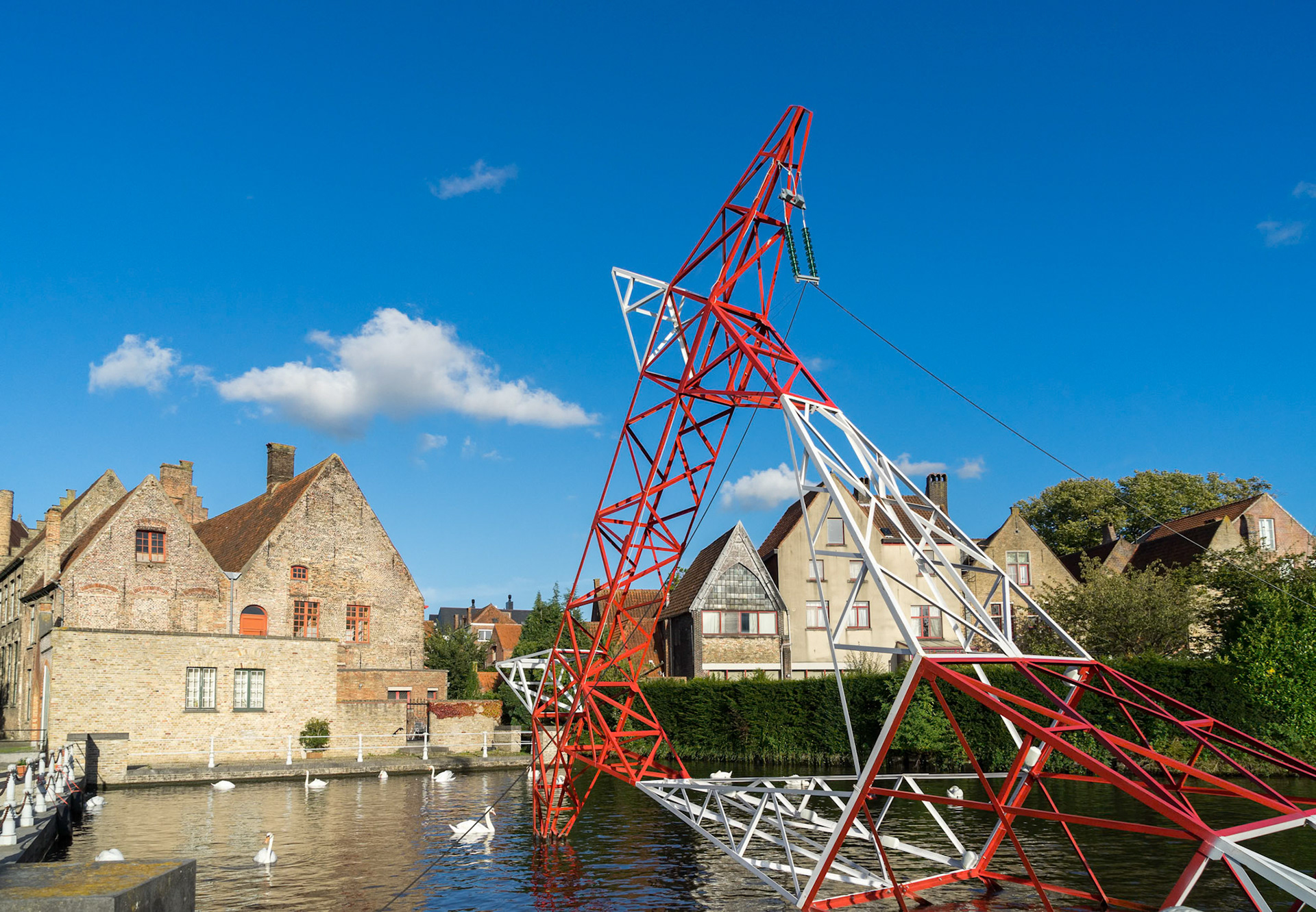 Pylon in the Canal in Bruges
