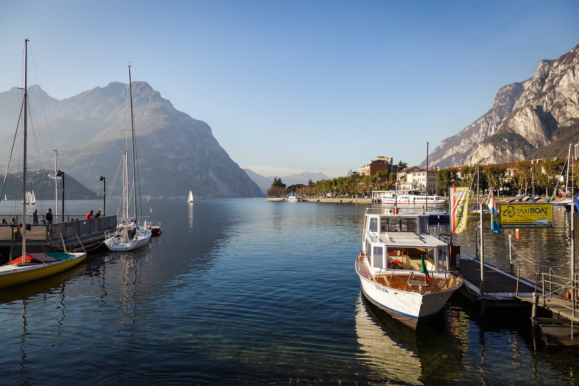Boats at Lake Como Lecco Italy