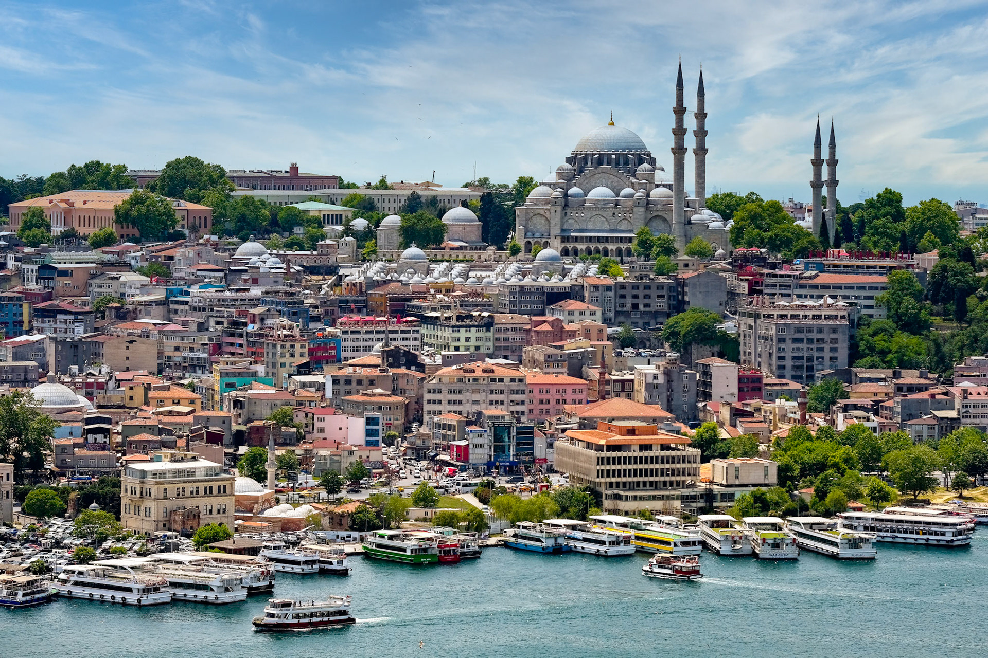 ISTANBUL, TURKEY - MAY 24 : View of buildings along the Bosphorus in Istanbul Turkey on May 24, 2018