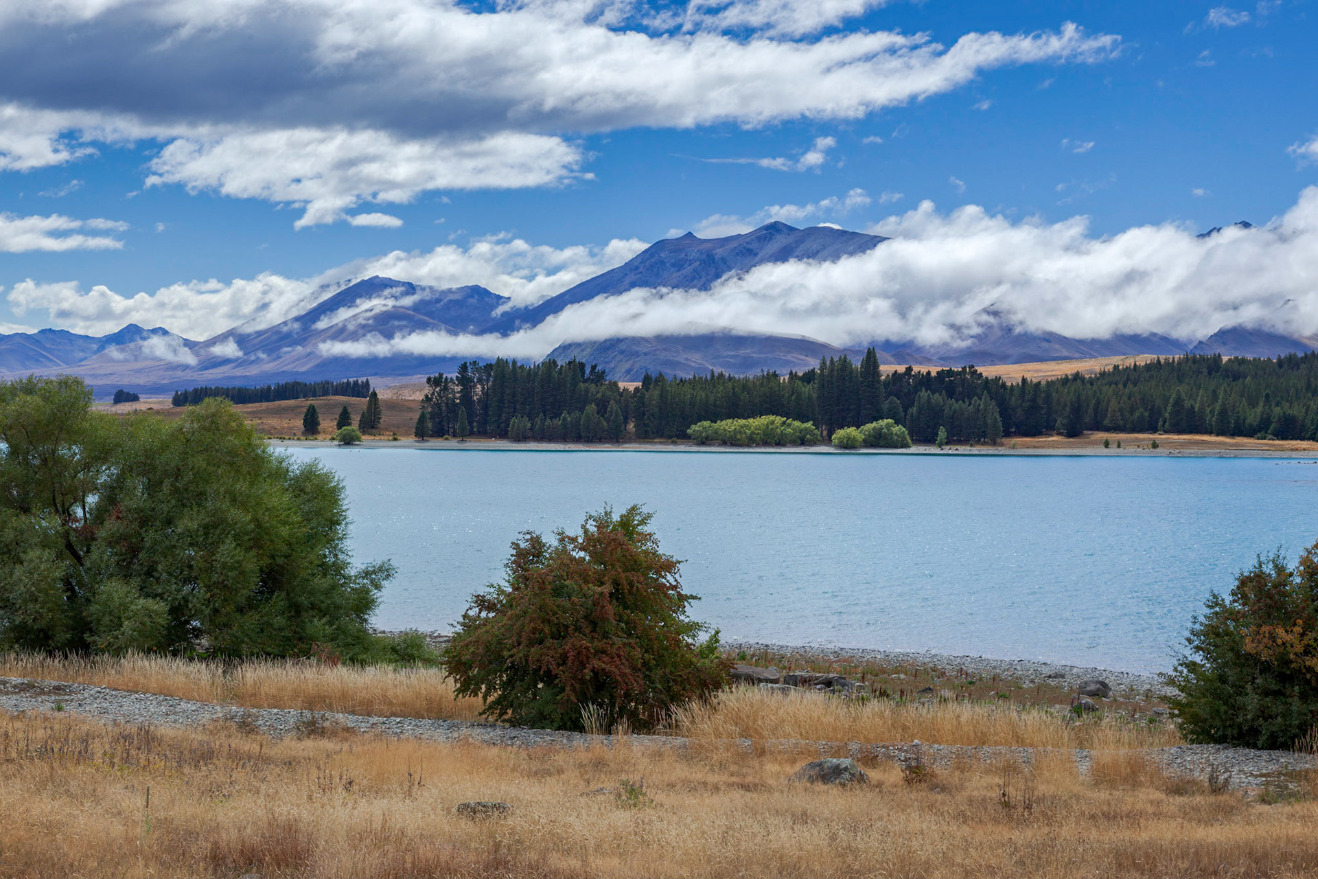 Scenic view of Lake Tekapo in the South Island of New Zealand