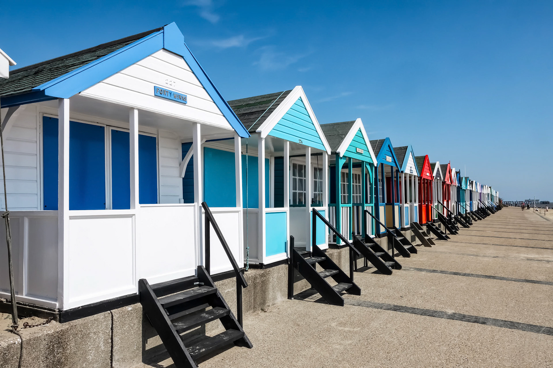 Colourful Beach Huts on Southwold Beach