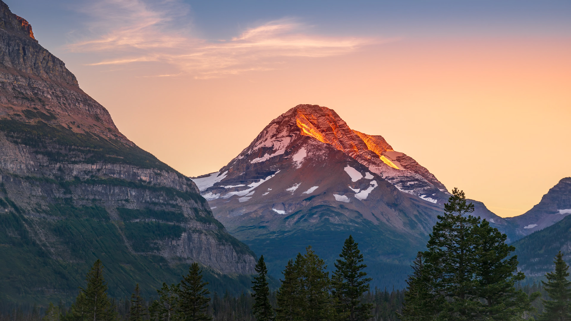 Heavens Peak at Sunset in Glacier National Park