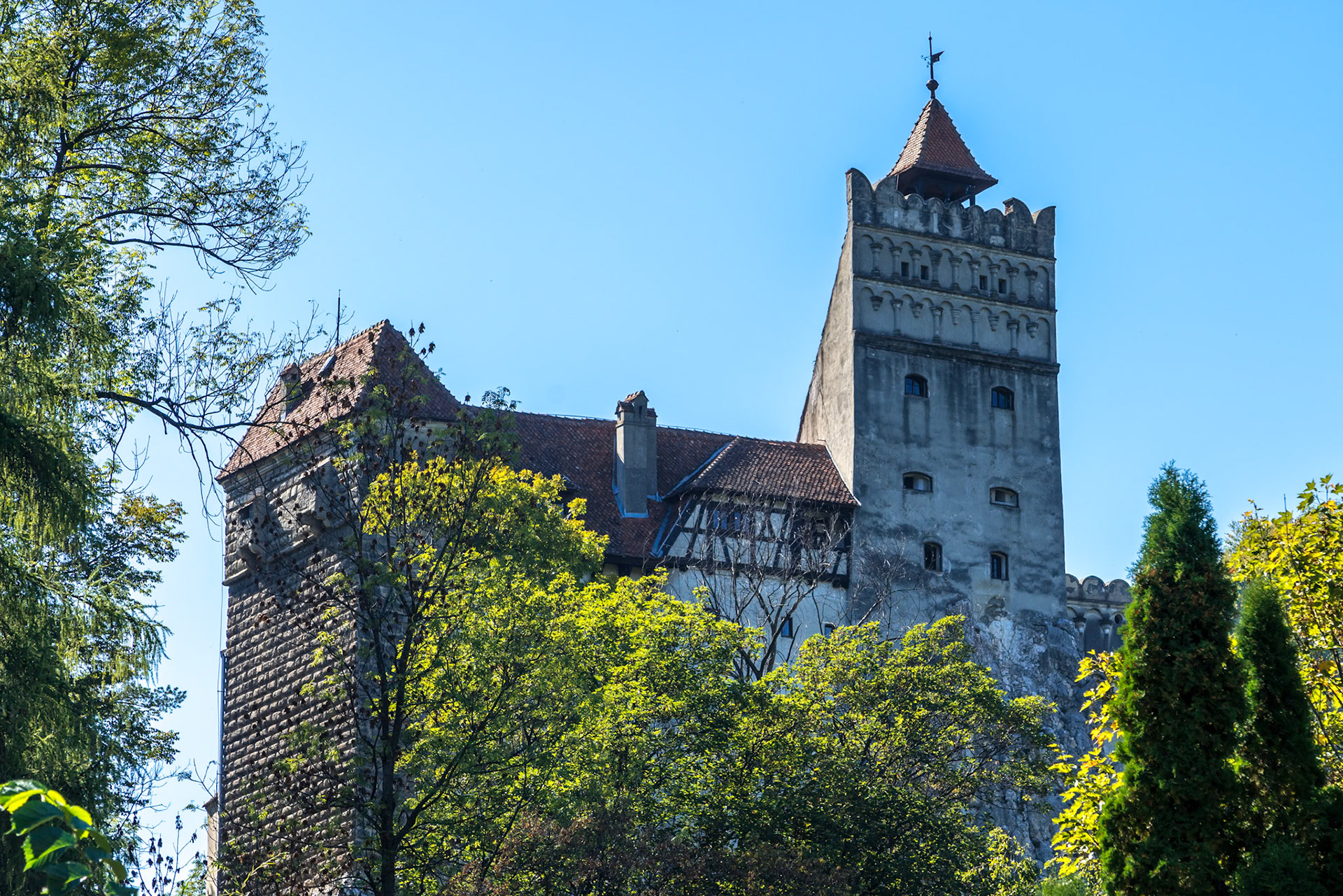 BRAN, TRANSYLVANIA/ROMANIA - SEPTEMBER 20 : Exterior view of Dracula's Castle in Bran Transylvania Romania on September 20, 2018