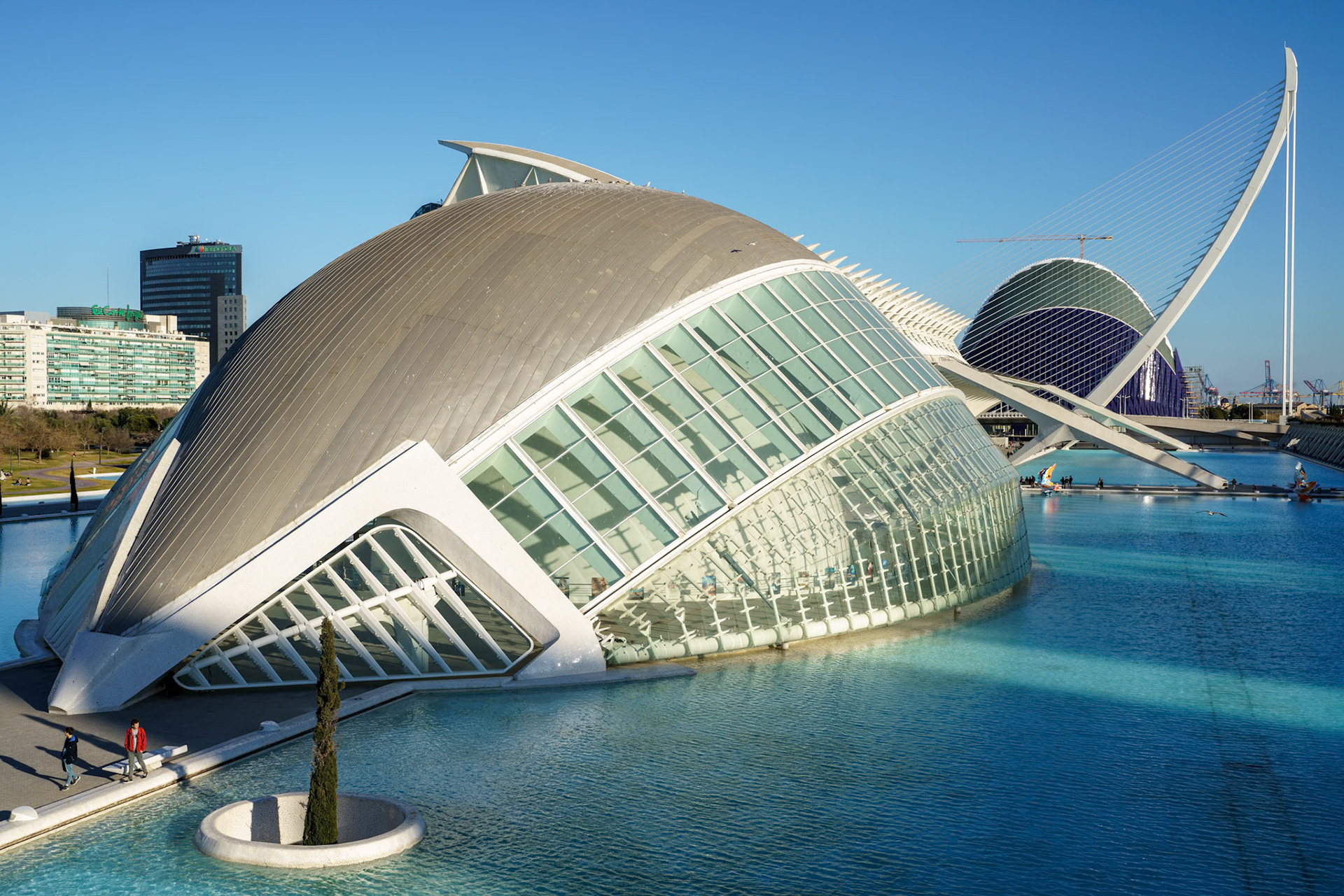 VALENCIA, SPAIN - FEBRUARY 25 : Imax Cinema in the City of Arts and Sciences in Valencia Spain on February 25, 2019. Unidentified people