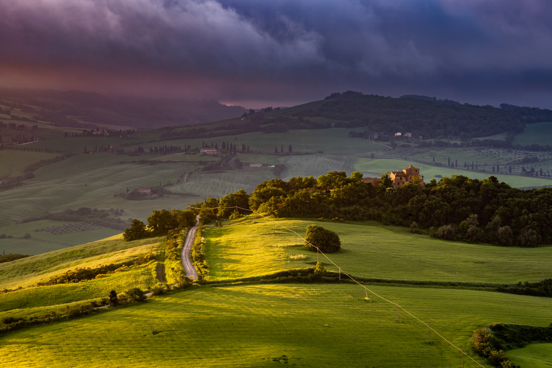 VAL D'ORCIA, TUSCANY, ITALY - MAY 18 : Incoming storm approaching Val d'Orcia in Tuscany Italy on May 18, 2013