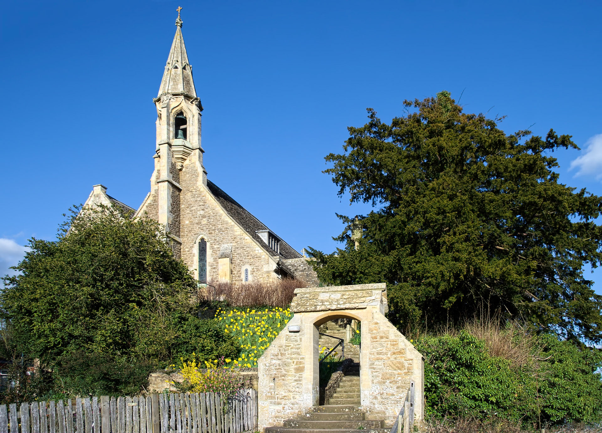 View of Clifton Hampden Church on a Sunny Spring Day