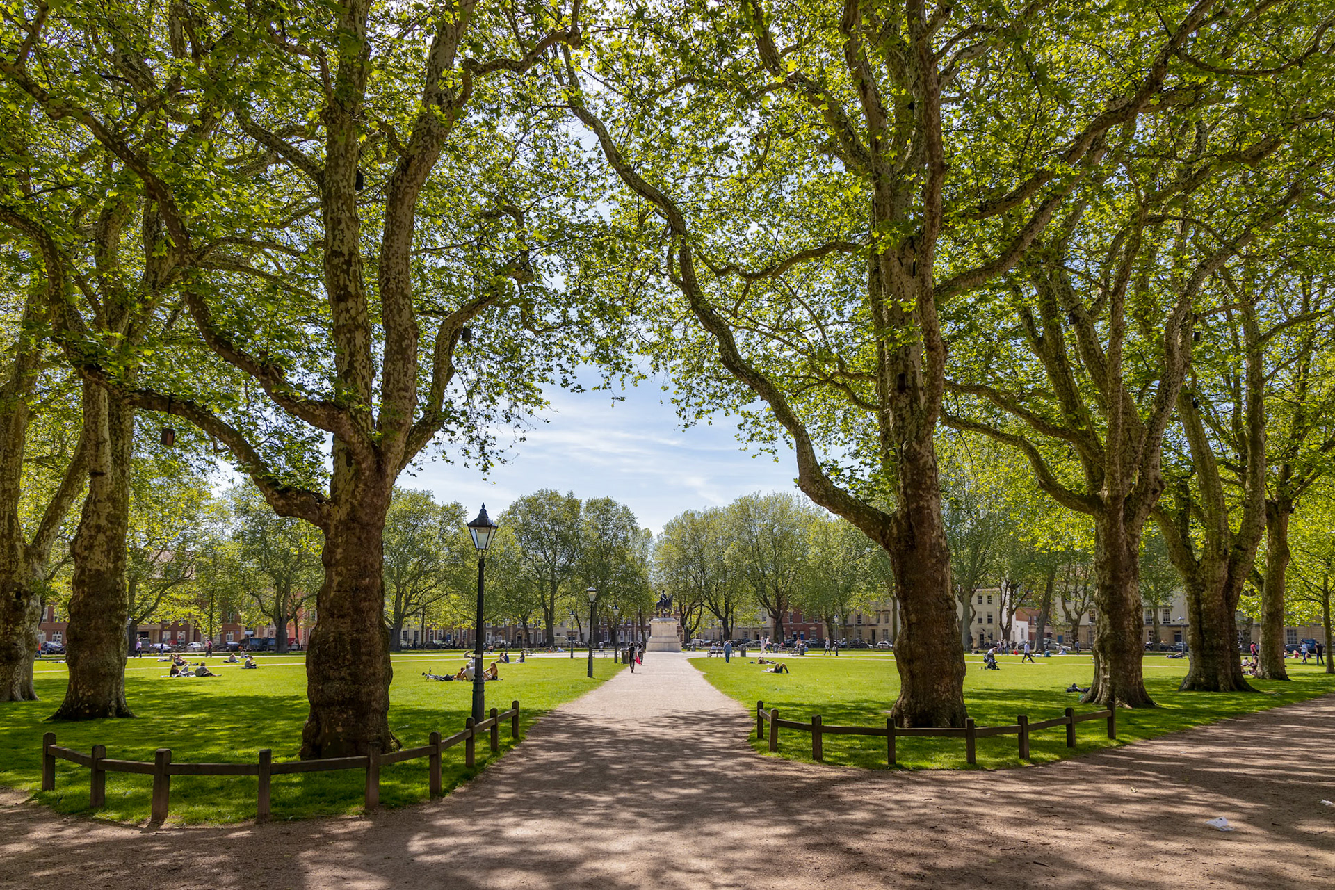 BRISTOL, UK - MAY 14 : View of Queen's Park in Bristol on May 14, 2019. Unidentified people