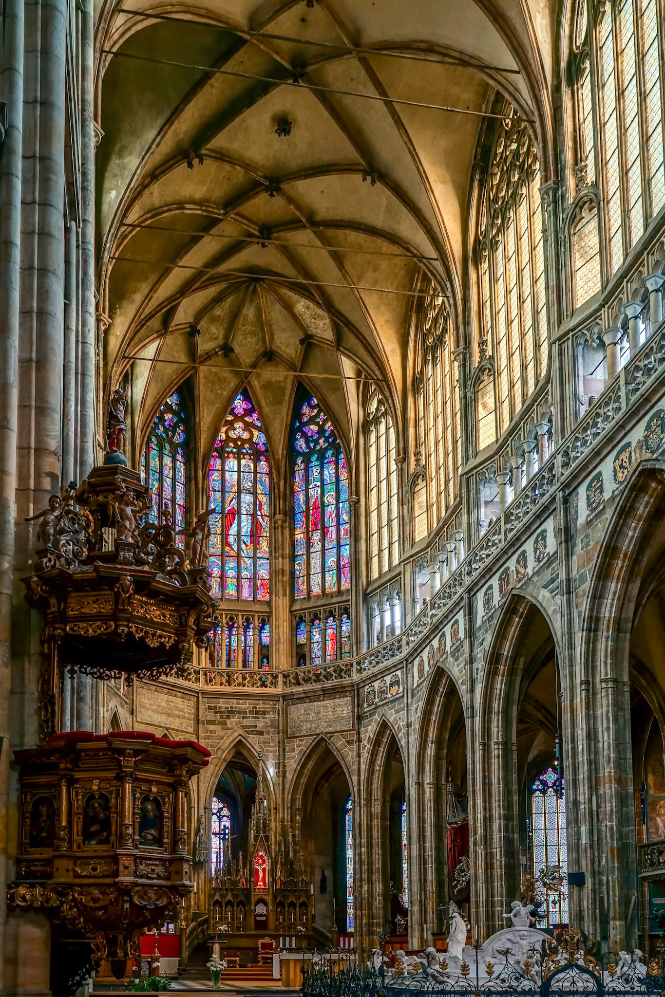 Interior View of St Vitus Cathedral in Prague