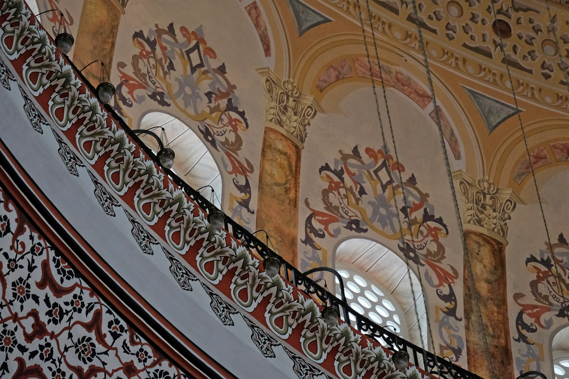 ISTANBUL, TURKEY - MAY 28 : Interior view of the Suleymaniye Mosque in Istanbul Turkey on May 28, 2018