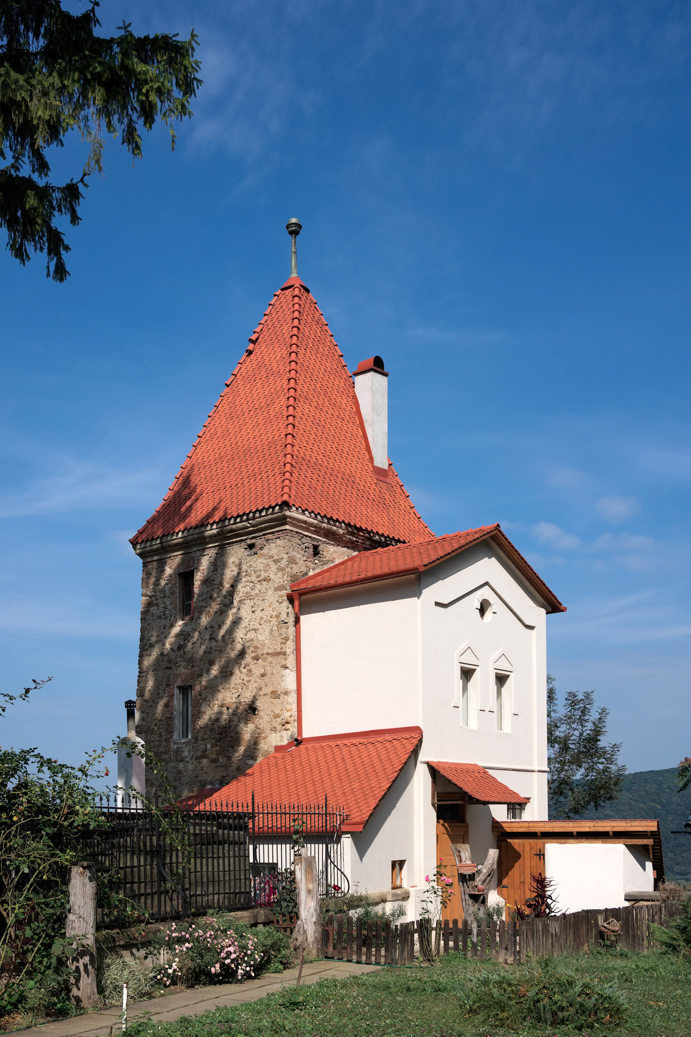 SIGHISOARA, TRANSYLVANIA, ROMANIA - SEPTEMBER 17 : Old Ropers' Tower in the grounds of the Church on the Hill in Sighisoara, Transylvania , Romania on September 17, 2018