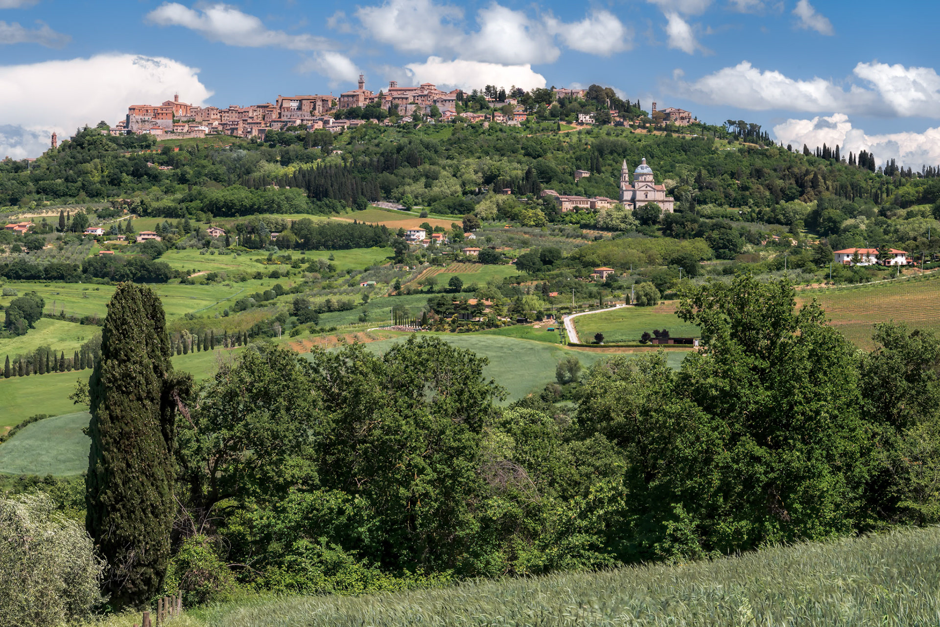 MONTEPULCIANO, TUSCANY, ITALY - MAY 17 : View of San Biagio church and Montepulciano on May 17, 2013