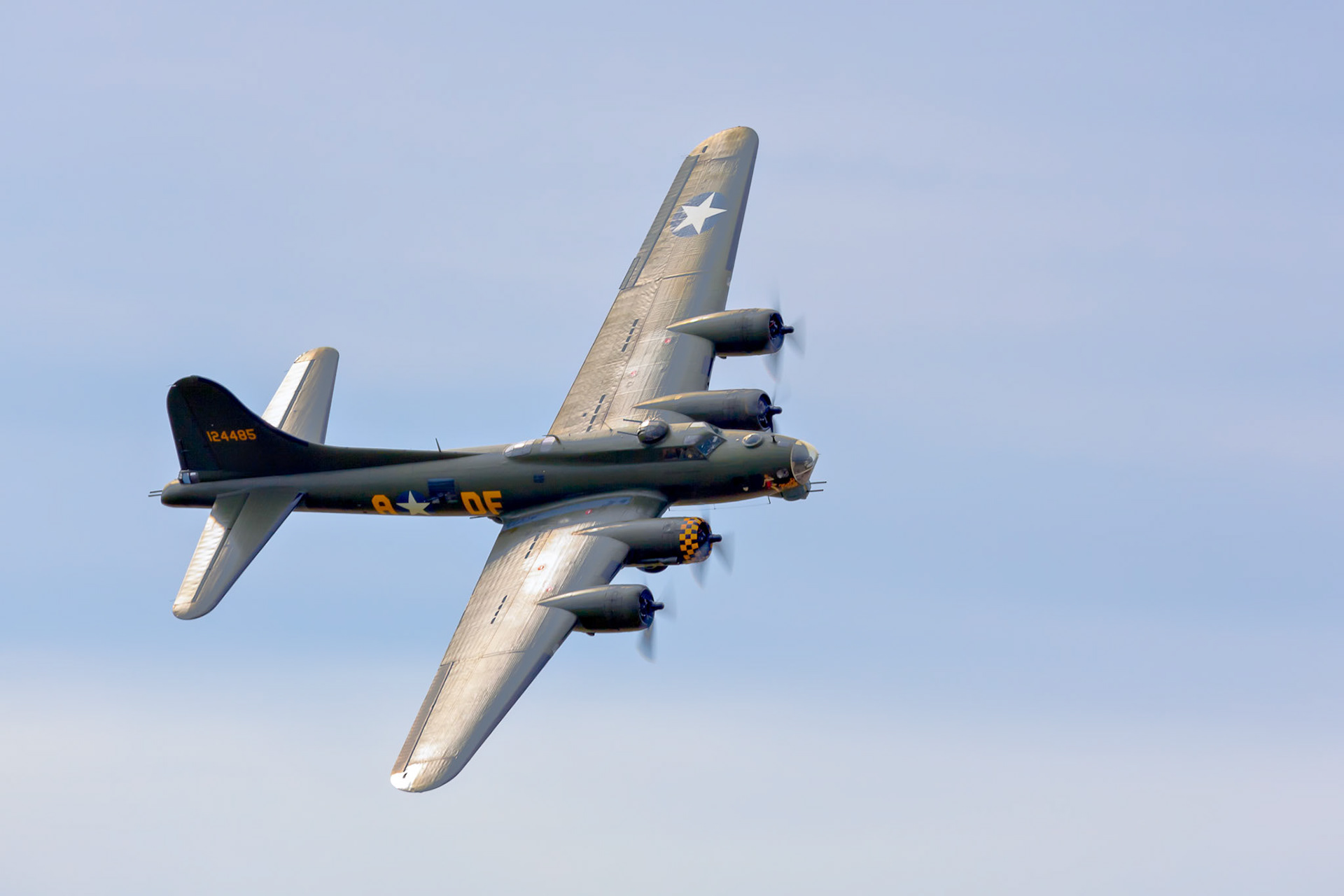 Memphis Belle Boeing B 17 Bomber Flying over Shoreham Airfield