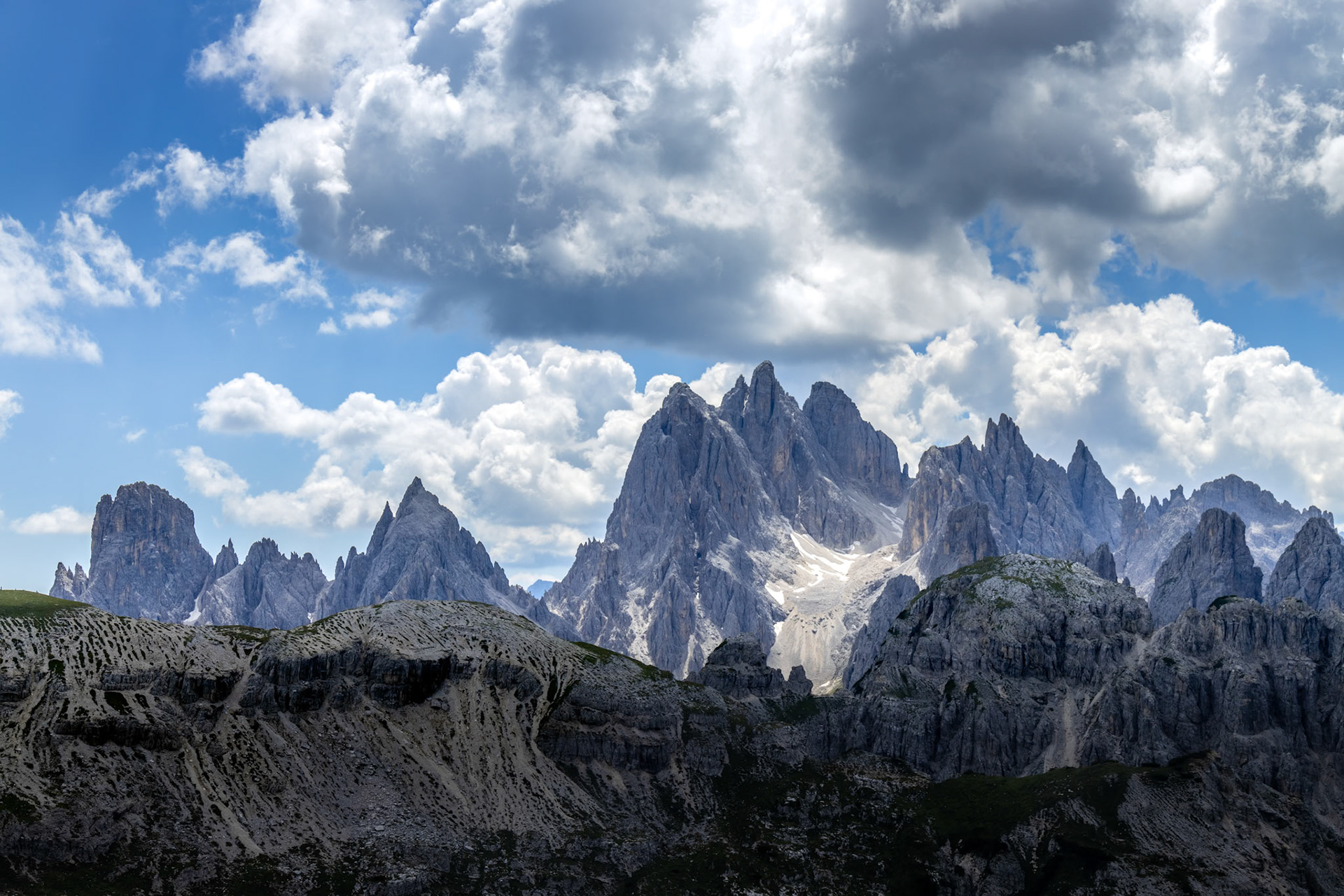 View of the Three Peaks in the Dolomites