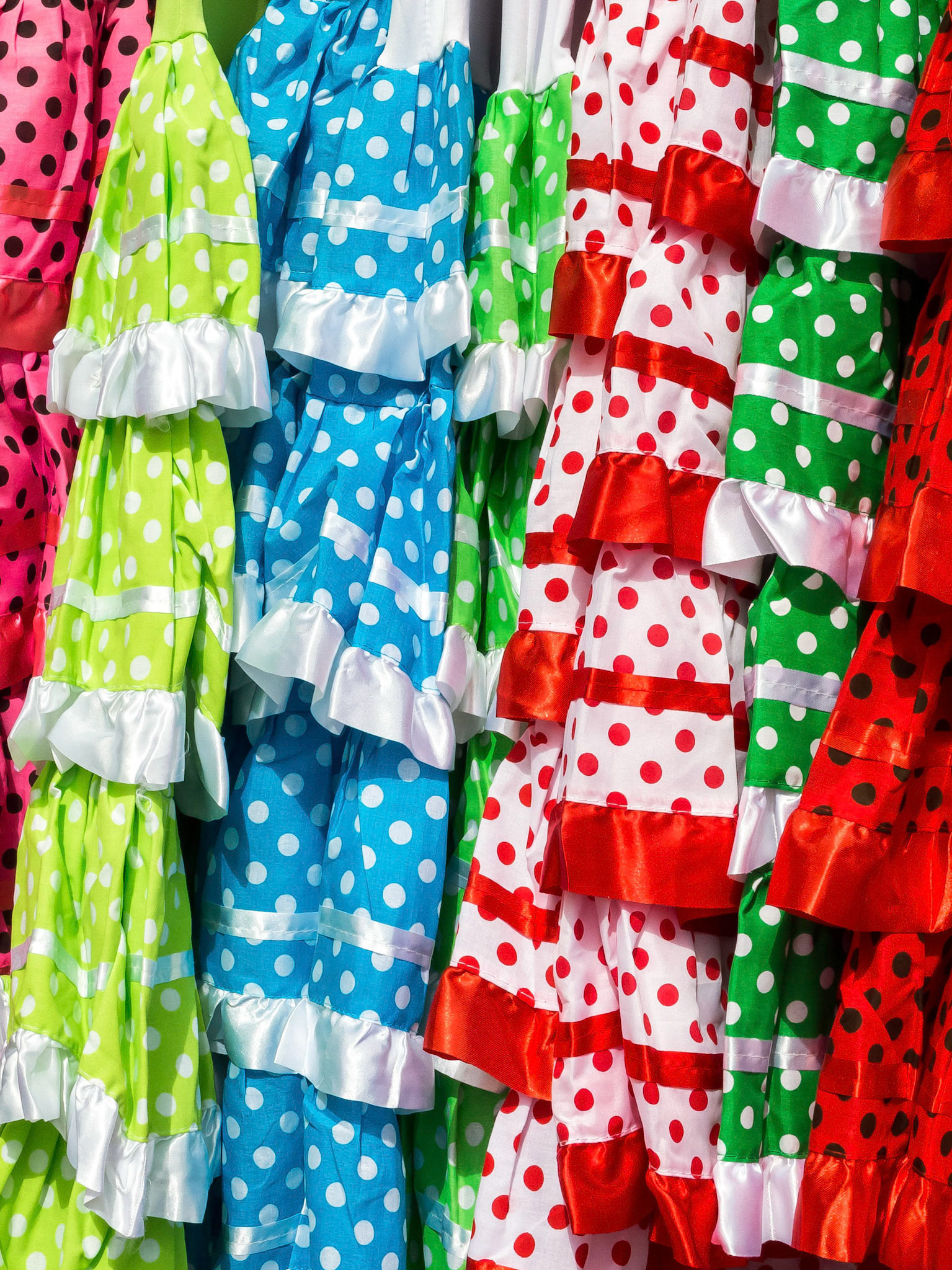 Brightly Coloured Girls Spanish Dresses