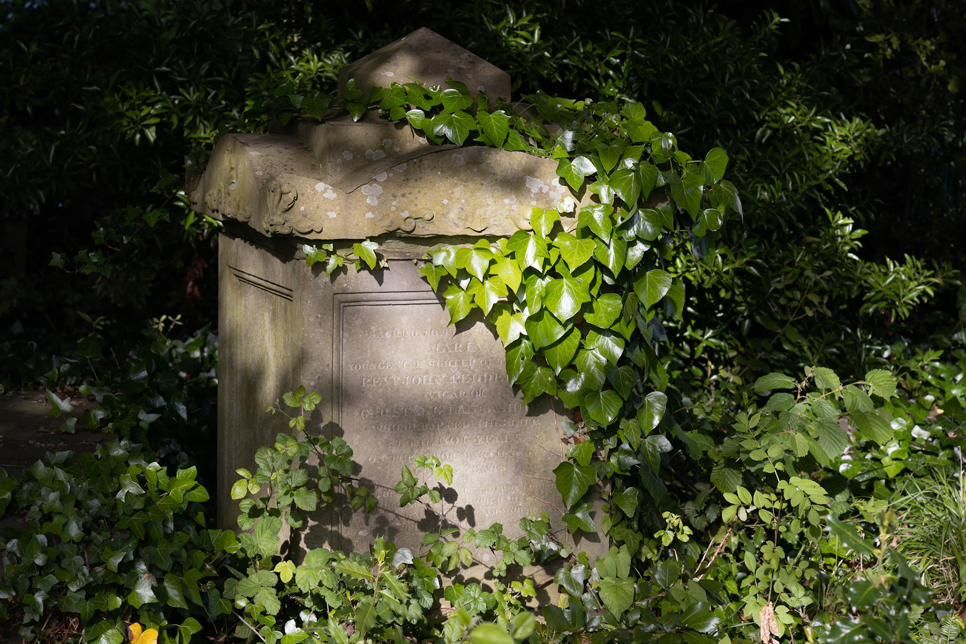BRISTOL, UK - MAY 13 : Sunlit tomb along Birdcage Walk in Bristol on May 13, 2019
