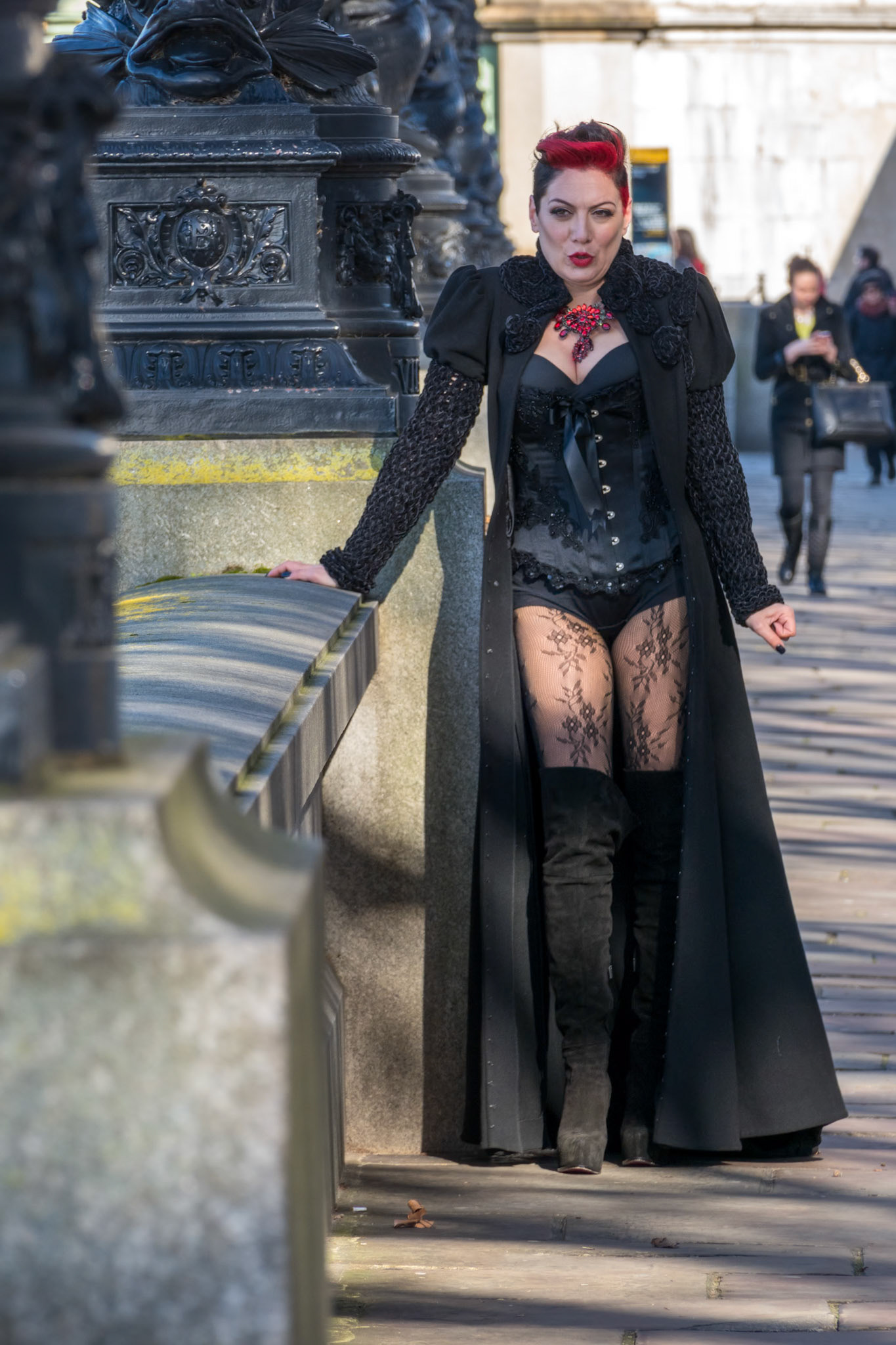 Lady posing by Westminster Bridge