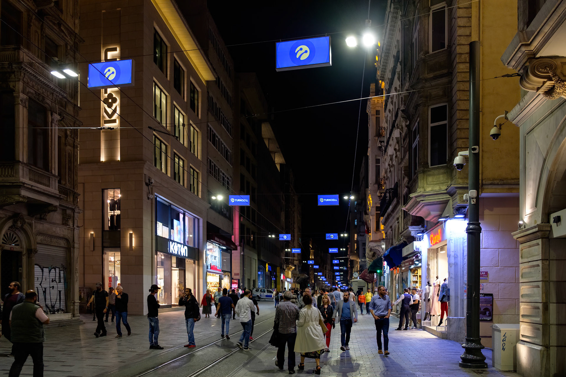 ISTANBUL, TURKEY - MAY 24 : People out and about at night in Istanbul Turkey on May 24, 2018. Unidentified people