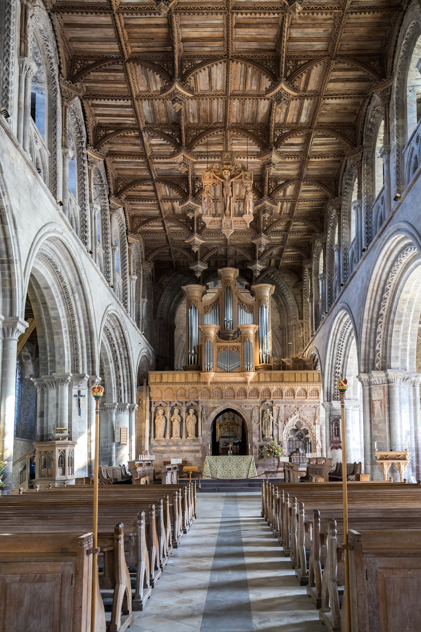 ST DAVID'S, PEMBROKESHIRE/UK - SEPTEMBER 13 : Interior view of the Cathedral at St David's in Pembrokeshire on September 13, 2019