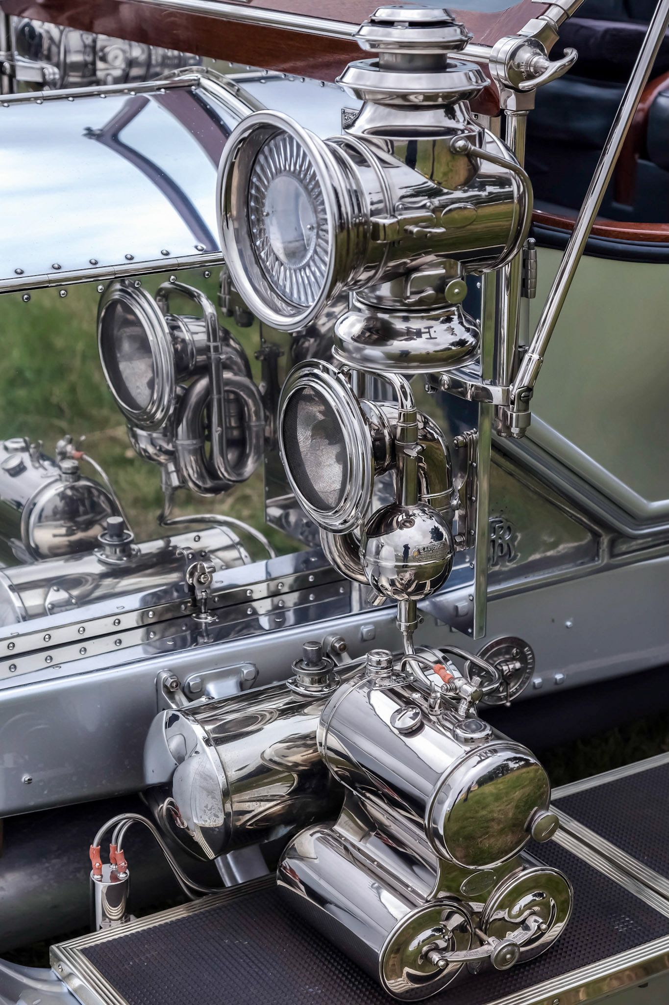 Close-up of Lights on a Vintage Rolls Royce