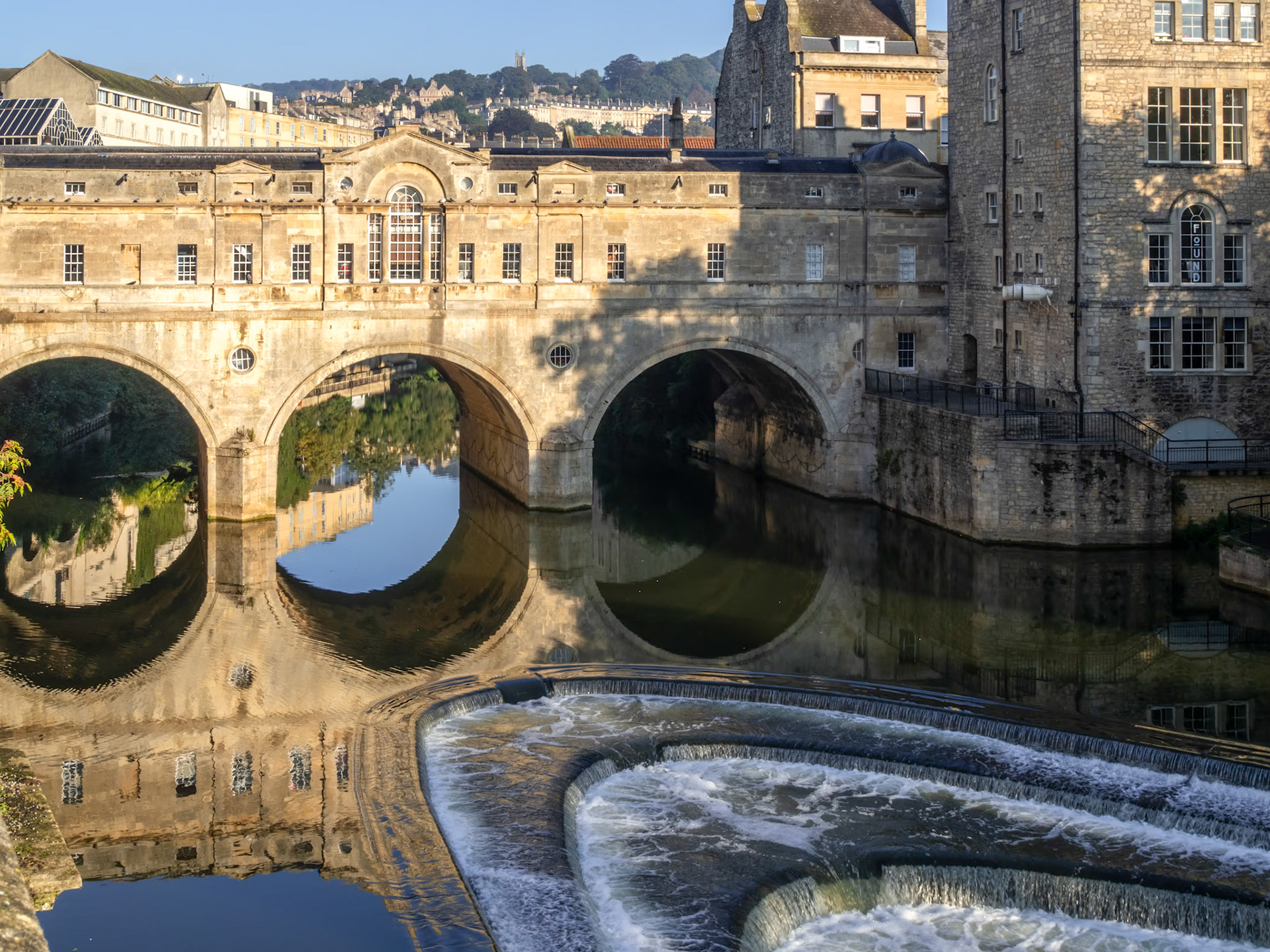 View of Pulteney Bridge and Weir in Bath
