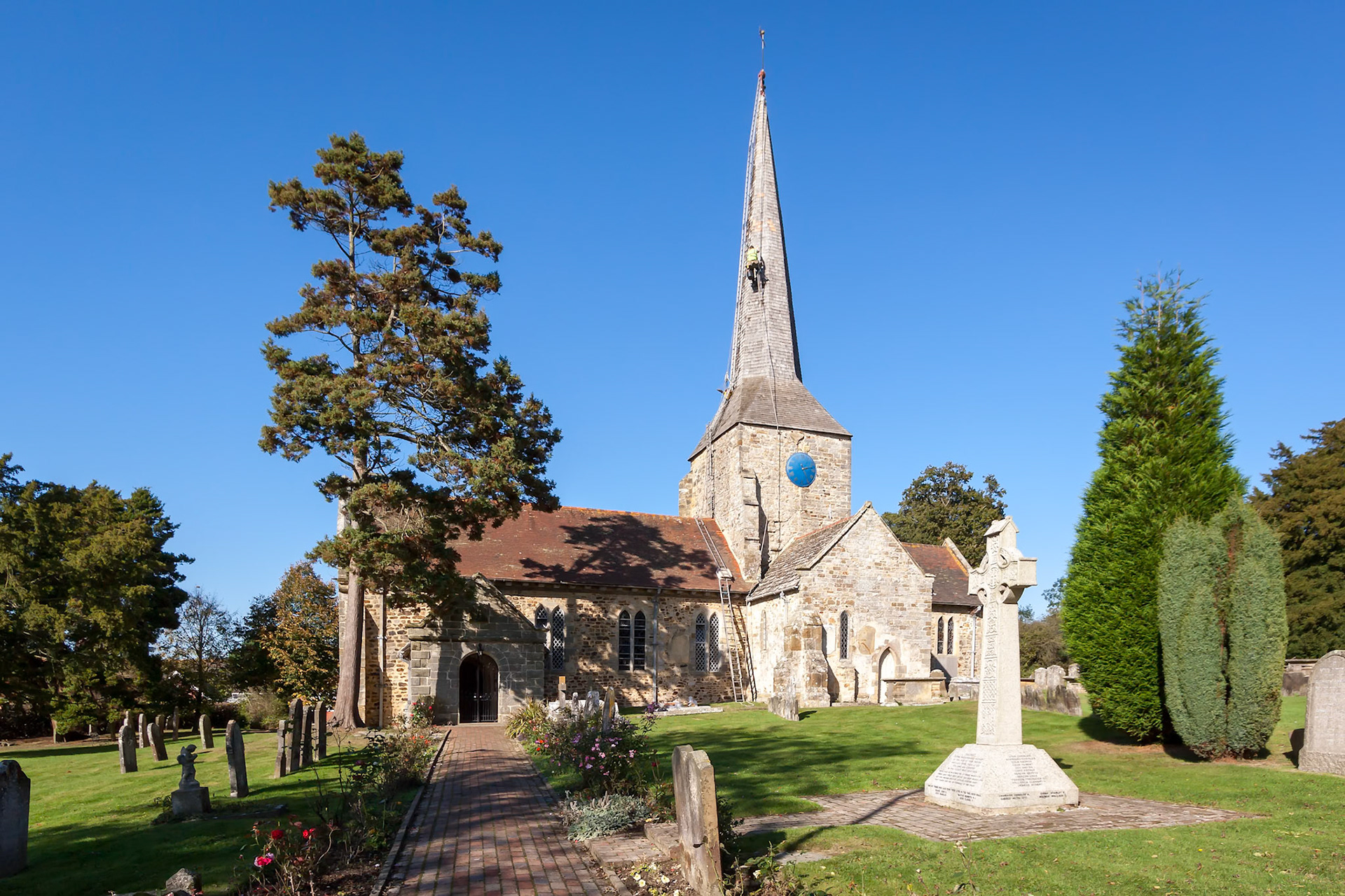 View of Horsted Keynes Church on a Sunny Autumn Day
