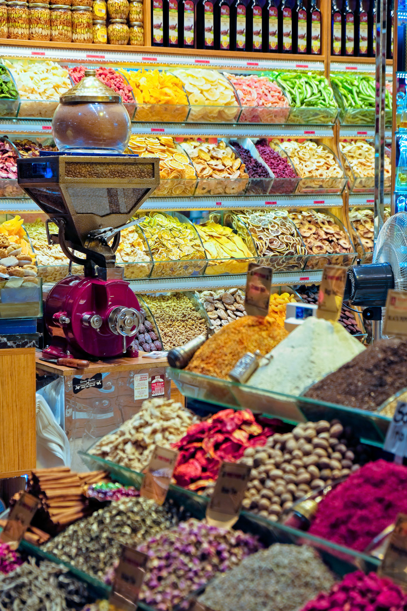 ISTANBUL, TURKEY - MAY 25 : Spices for sale in the Spice Bazaar in Istanbul Turkey on May 25, 2018
