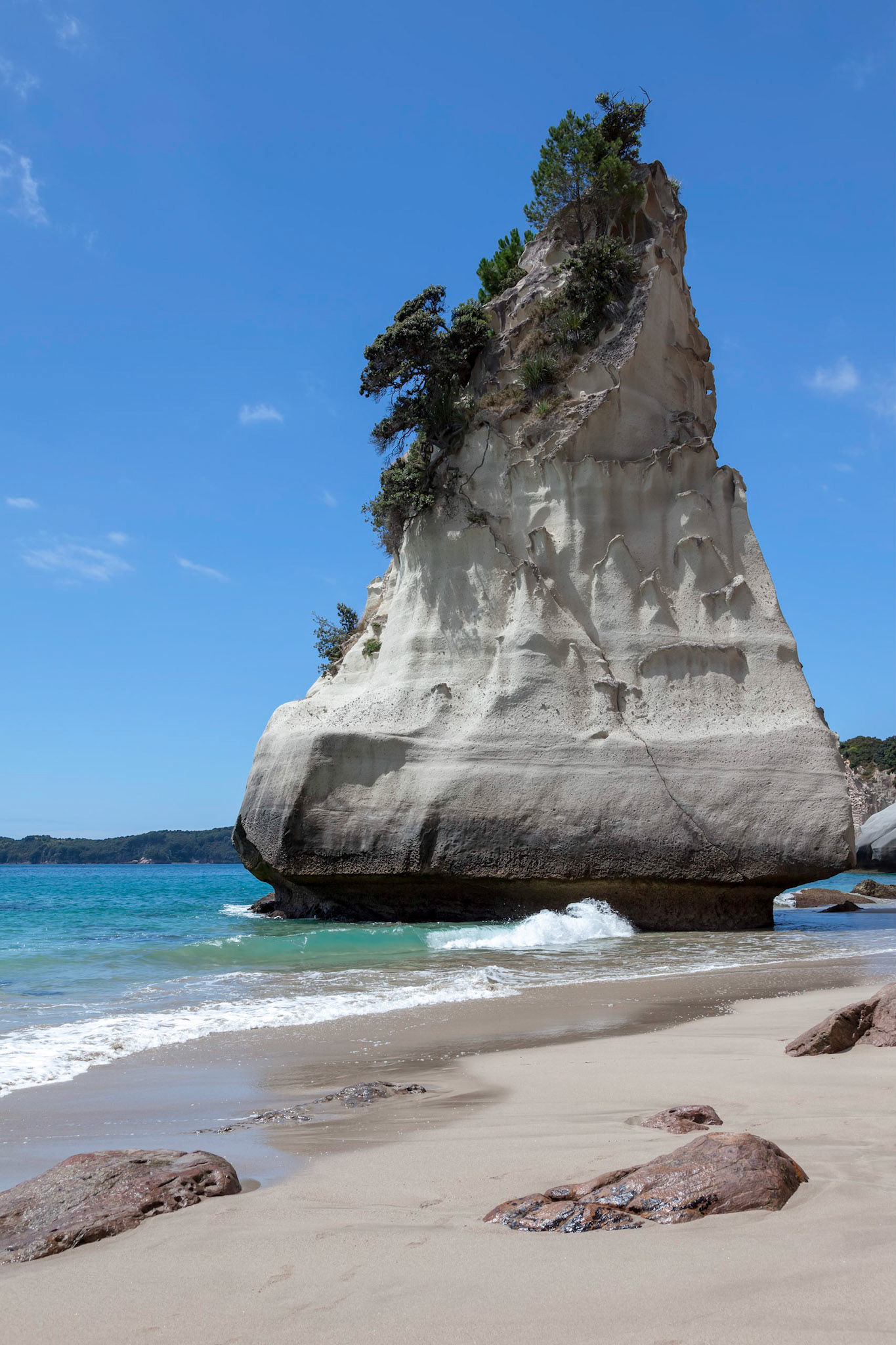 Unusual rock formation at Cathedral Cove on the Coromandel Peninsula