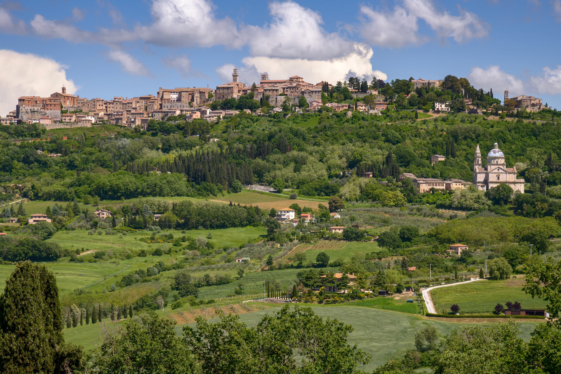 MONTEPULCIANO, TUSCANY, ITALY - MAY 17 : View of San Biagio church and Montepulciano on May 17, 2013