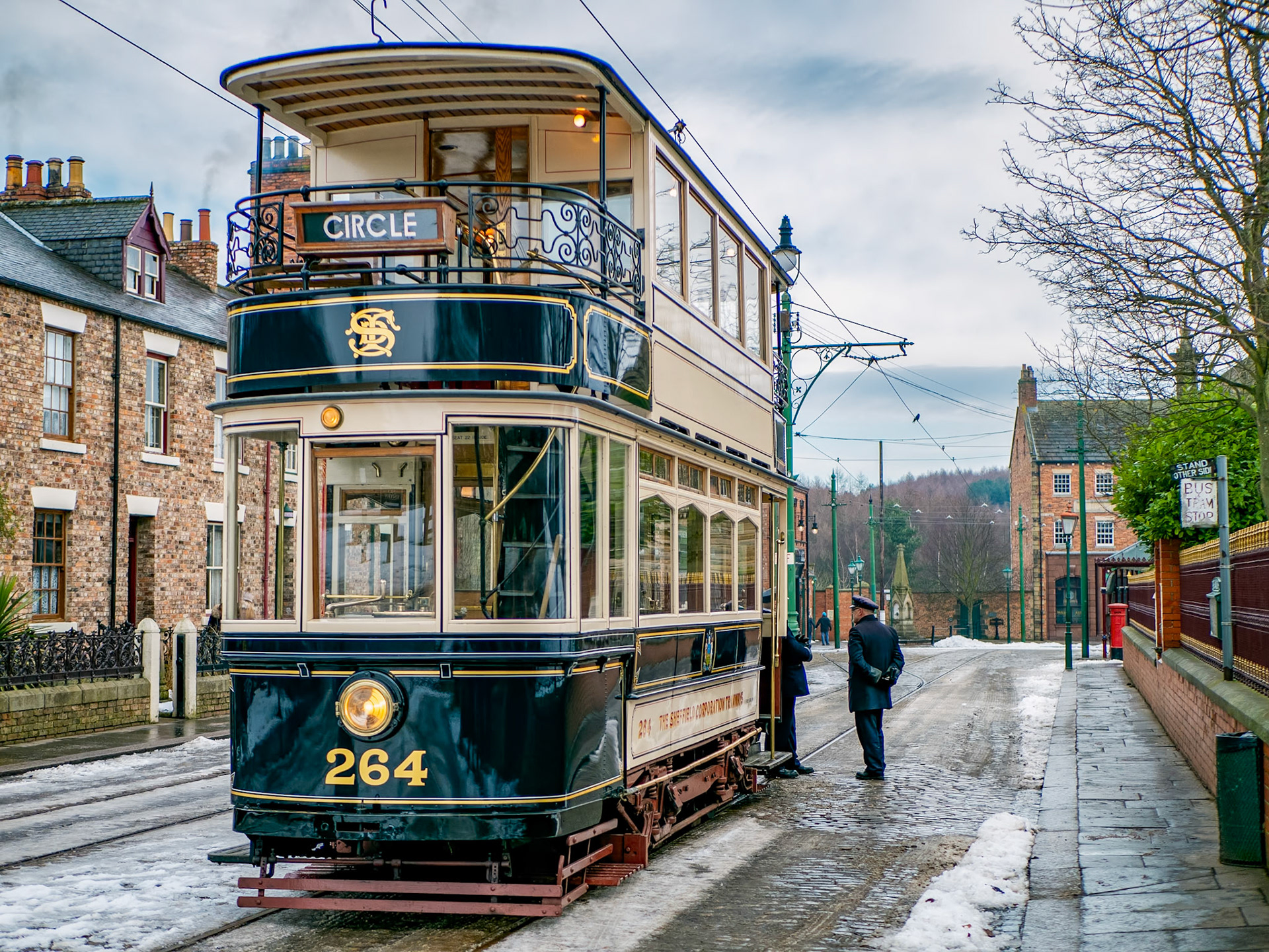 STANLEY, COUNTY DURHAM/UK - JANUARY 20 : Old Tram at the North of England Open Air Museum in Stanley, County Durham on January 20, 2018. Unidentified people