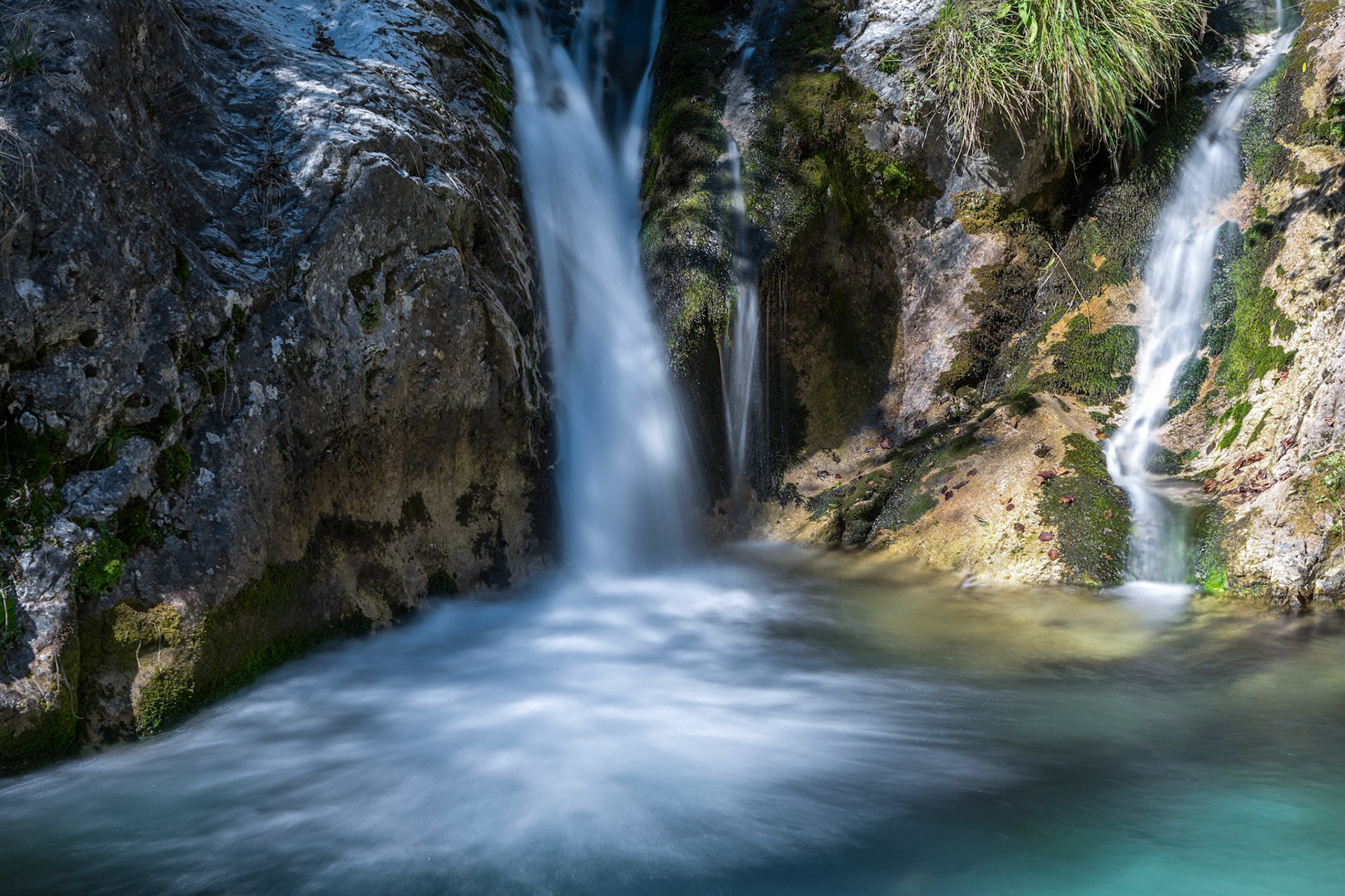 Waterfall at the Val Vertova Torrent Lombardy near Bergamo in Italy