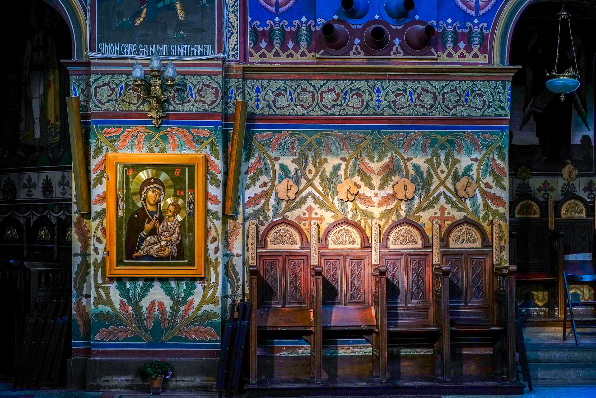 SIBIU, TRANSYLVANIA/ROMANIA - SEPTEMBER 16 : Interior view of the Holy Trinity Cathedral in Sibiu Transylvania Romania on September 16, 2018