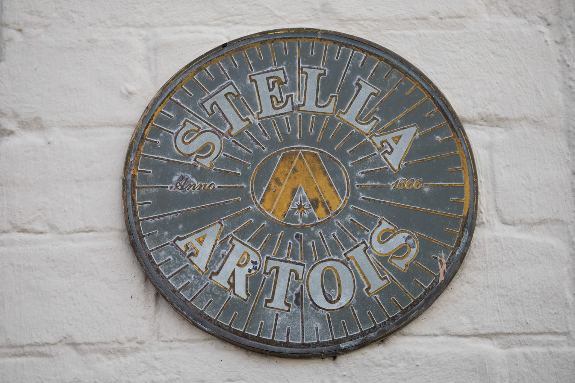 LINDFIELD, WEST SUSSEX, UK - FEBRUARY 01 : View of the Stella Artois sign outside the Bent Arms pub in the village of Lindfield West Sussex on February 01, 2023