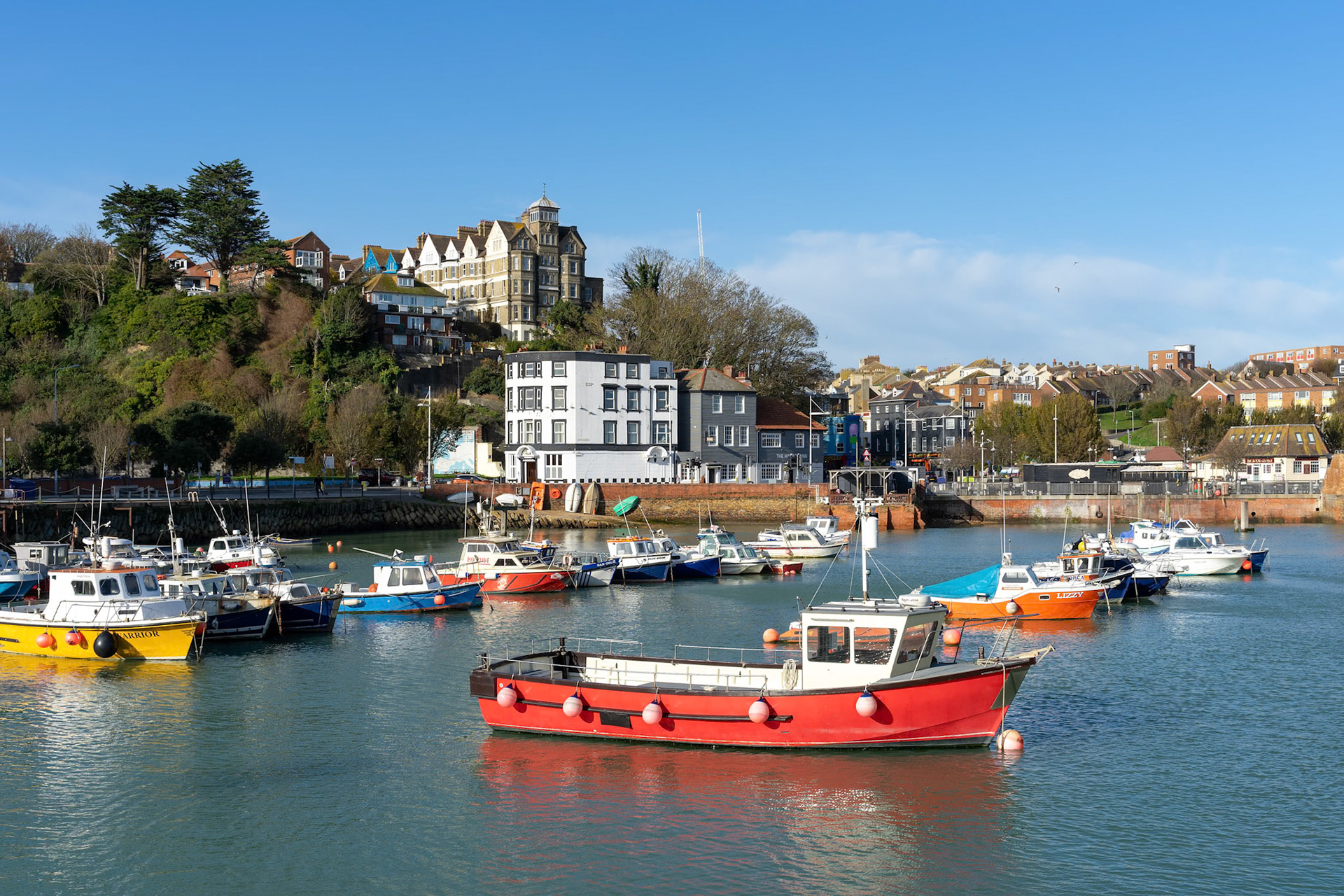 FOLKESTONE, KENT/UK - NOVEMBER 12 : View of boats in the harbour in Folkestone on November 12, 2019