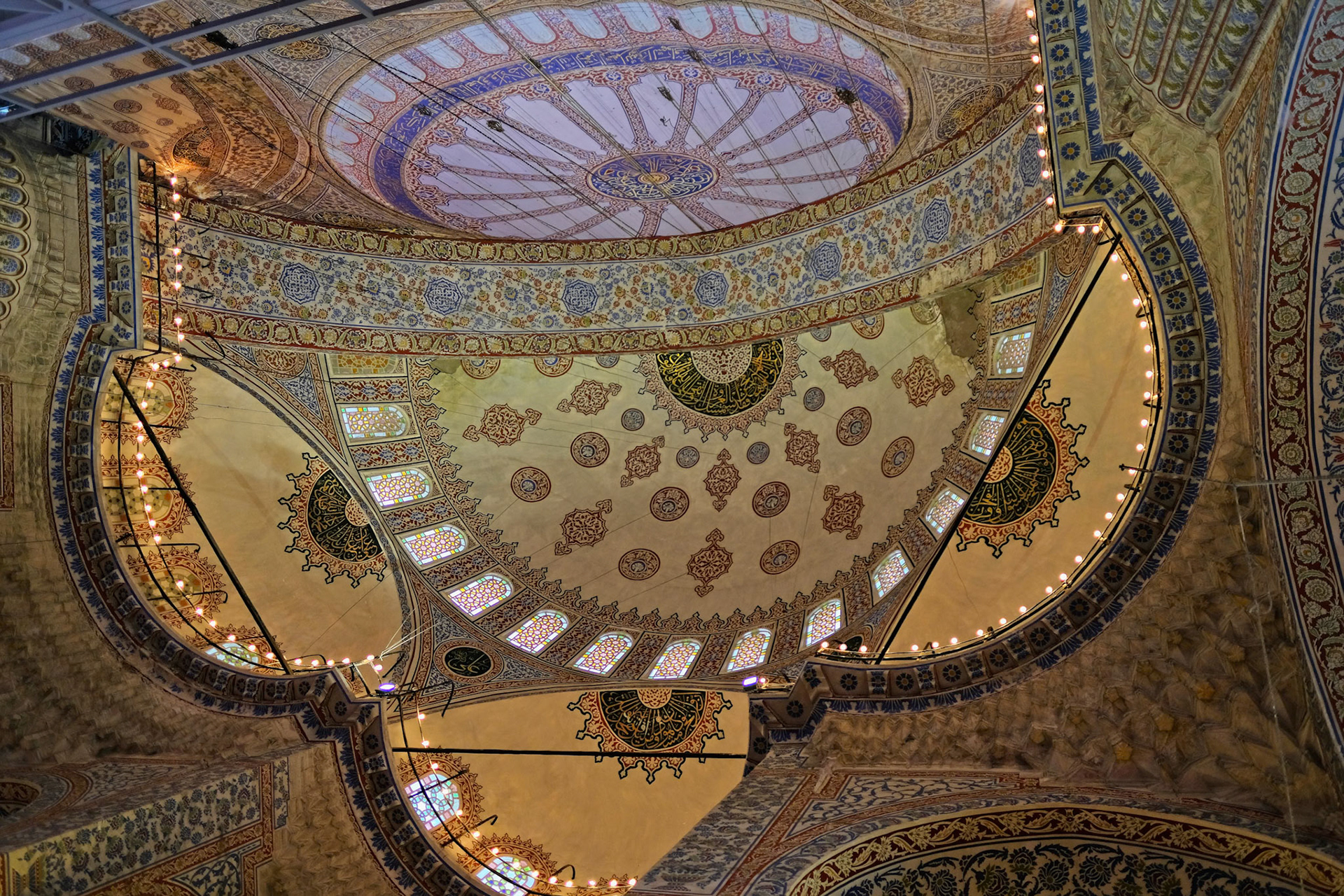 ISTANBUL, TURKEY - MAY 26 : Interior view of the Blue Mosque in Istanbul Turkey on May 26, 2018