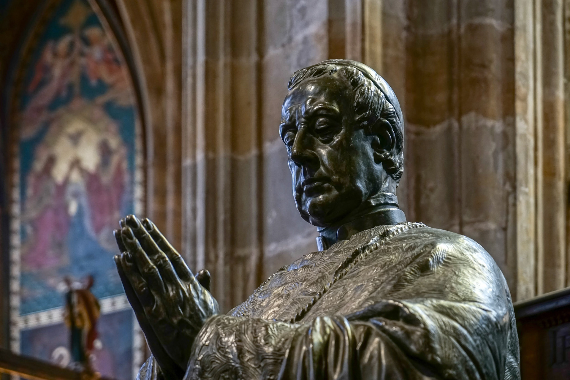 Statue of Friedrich Johannes Jacob Celestin von Schwarzenberg in St Vitus Cathedral in Prague