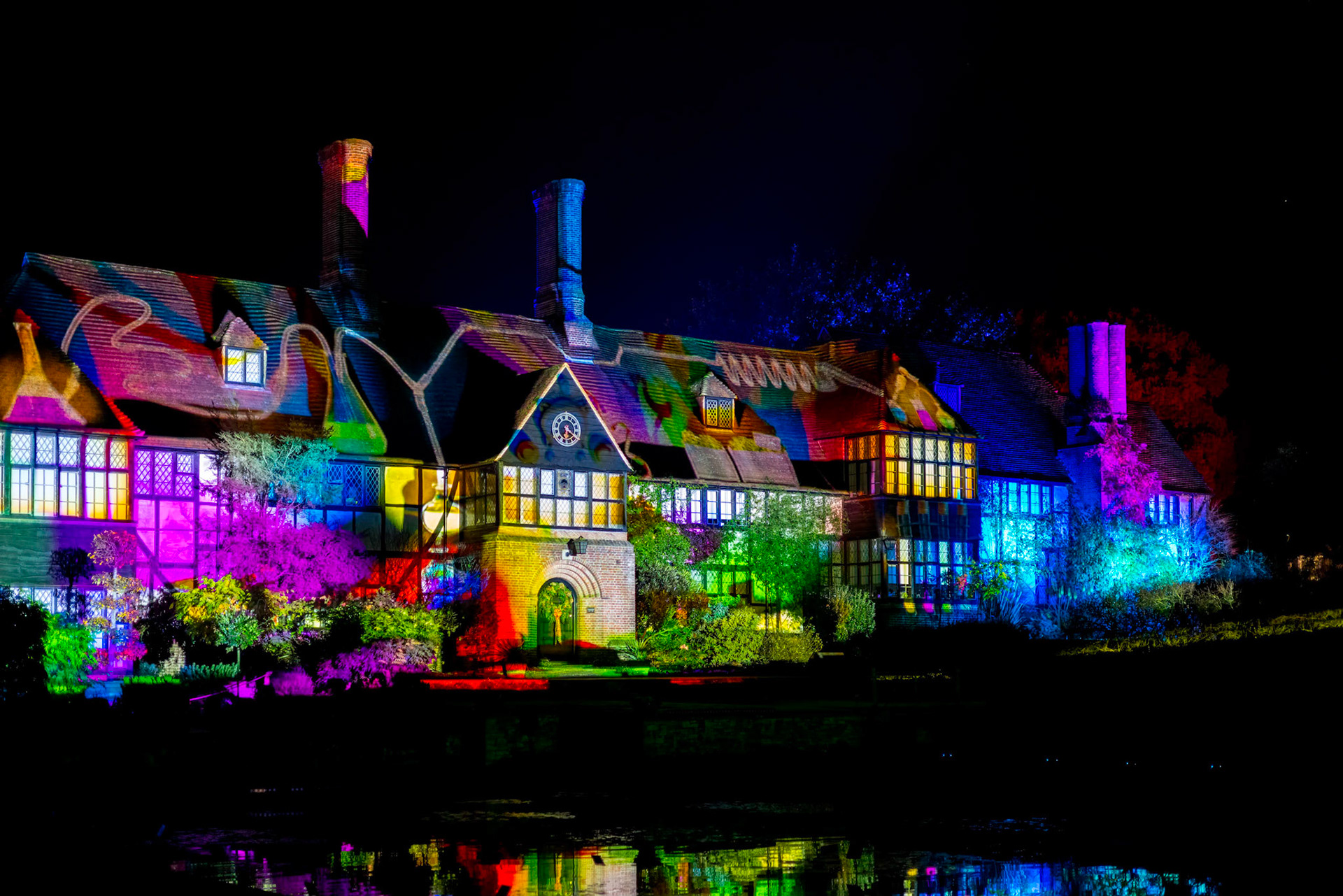 Wisley, Woking, Surrey, UK - November 19 : Christmas Glow 2022 at RHS Garden Wisley, Woking, Surrey, England, UK on November 19, 2022