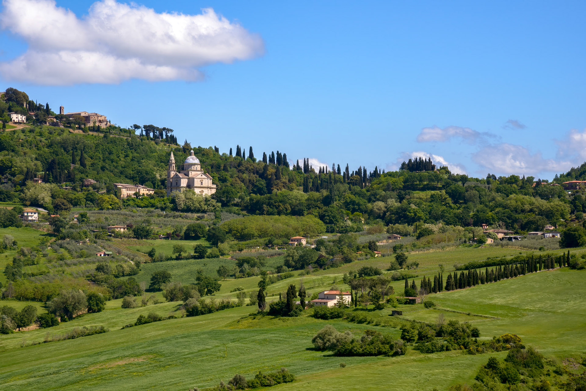 MONTEPULCIANO, TUSCANY, ITALY - MAY 17 : View of San Biagio church and Montepulciano on May 17, 2013