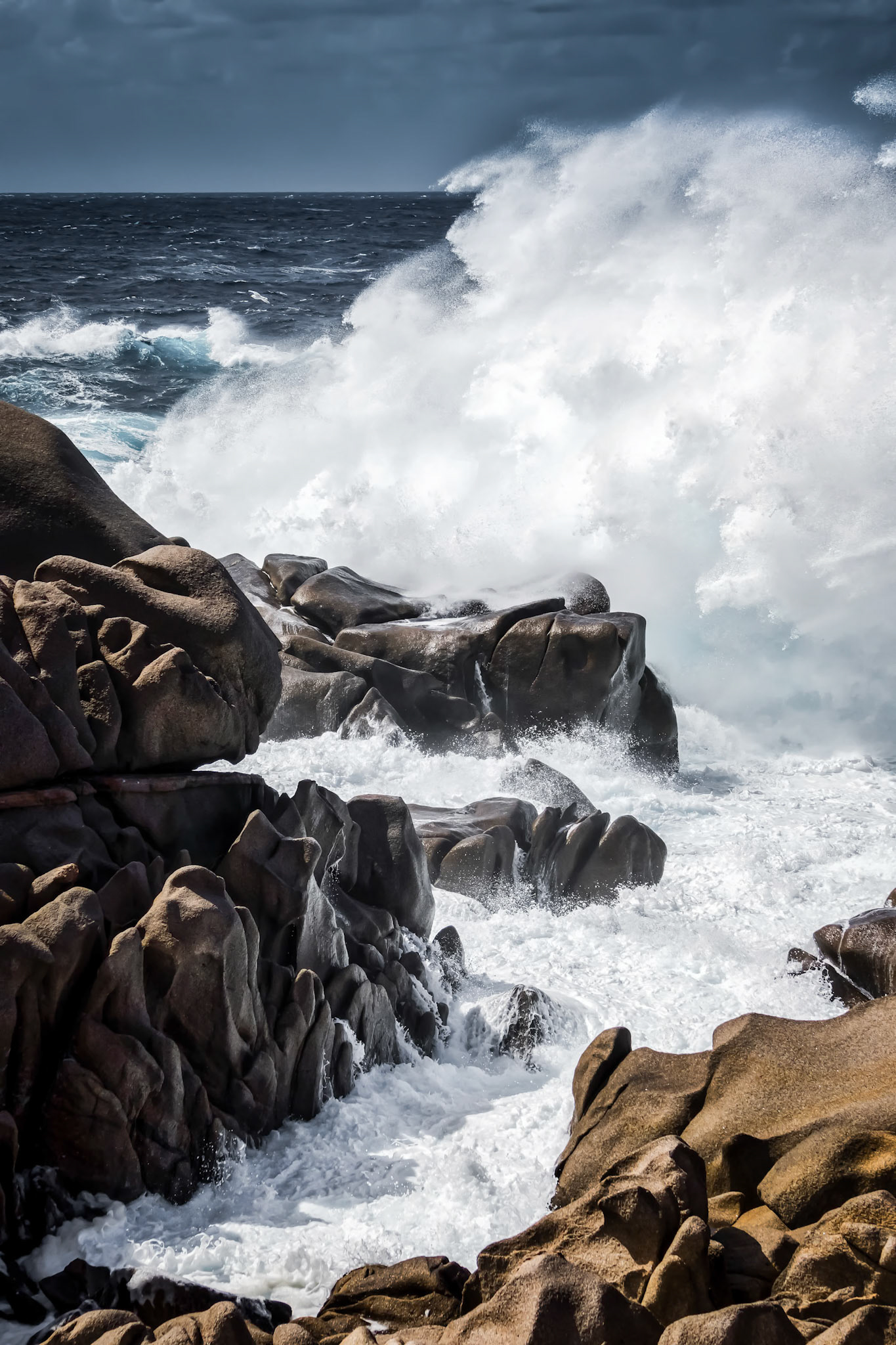 Waves Pounding the Coastline at Capo Testa