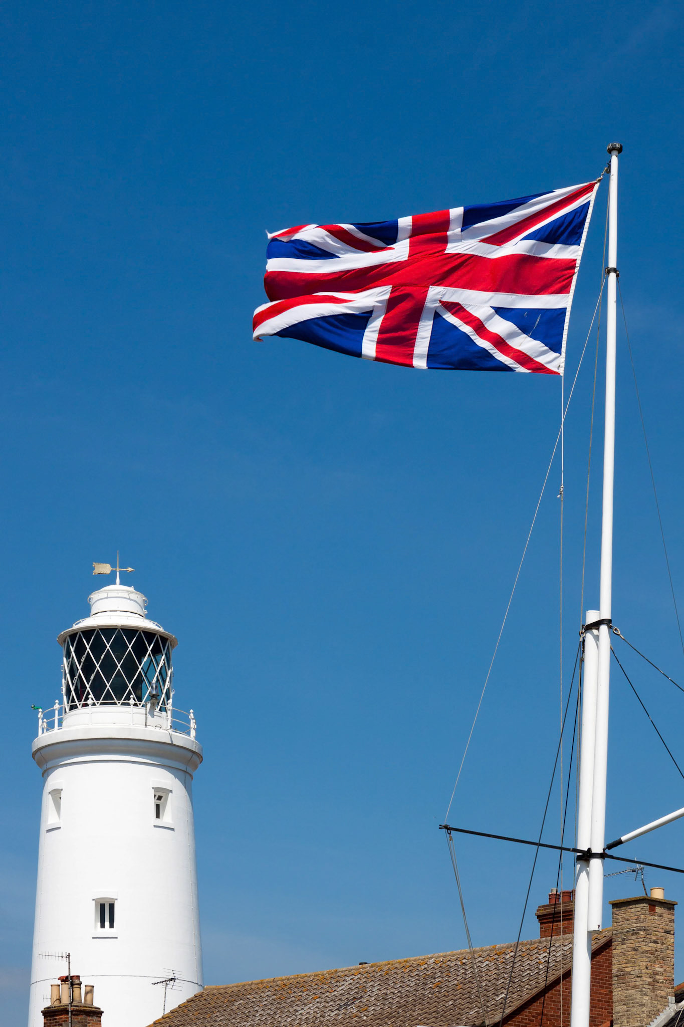 Union Jack Flag Flying near the Lighthouse in Southwold