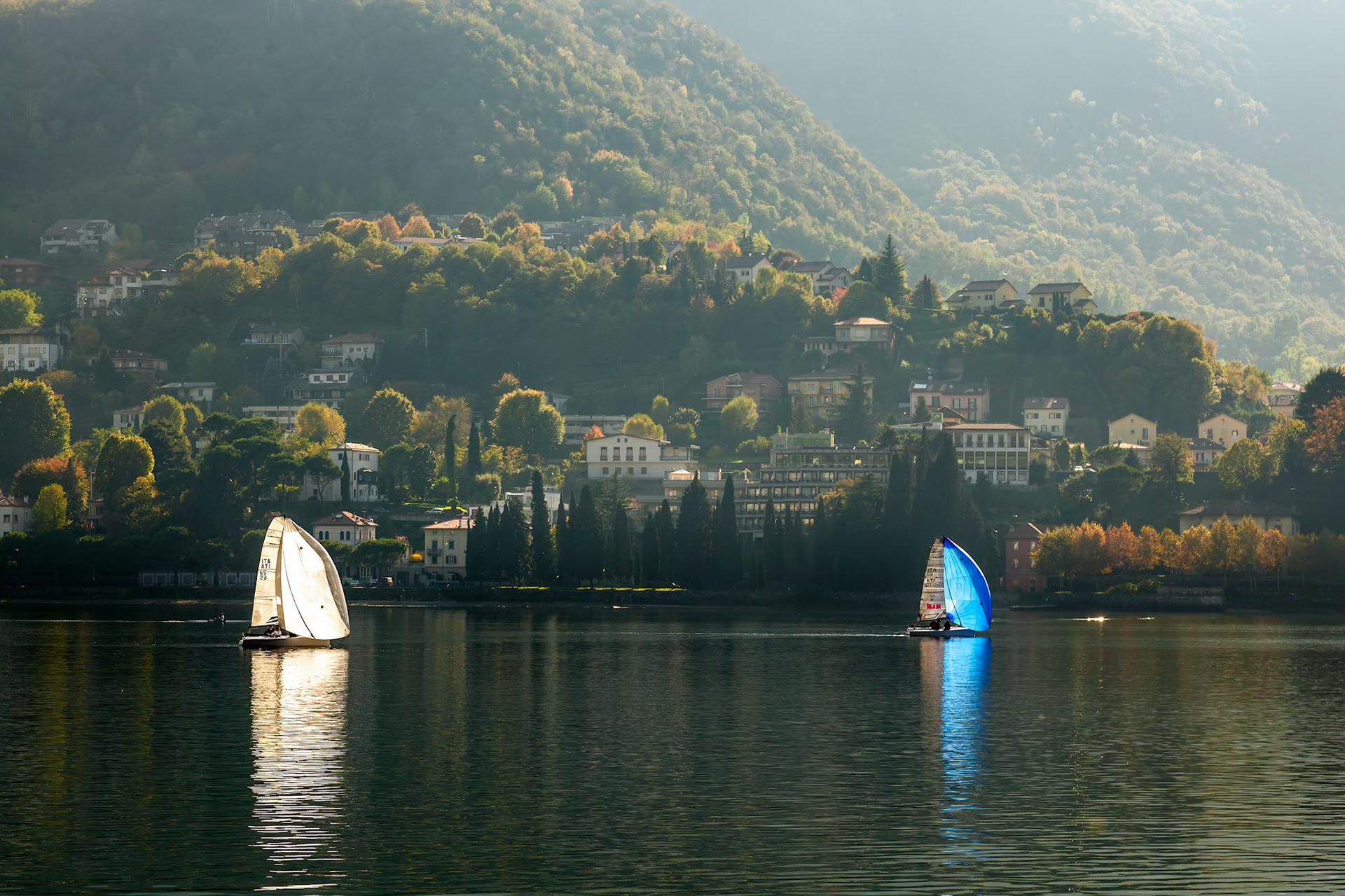 Sailing on Lake Como at Lecco Italy